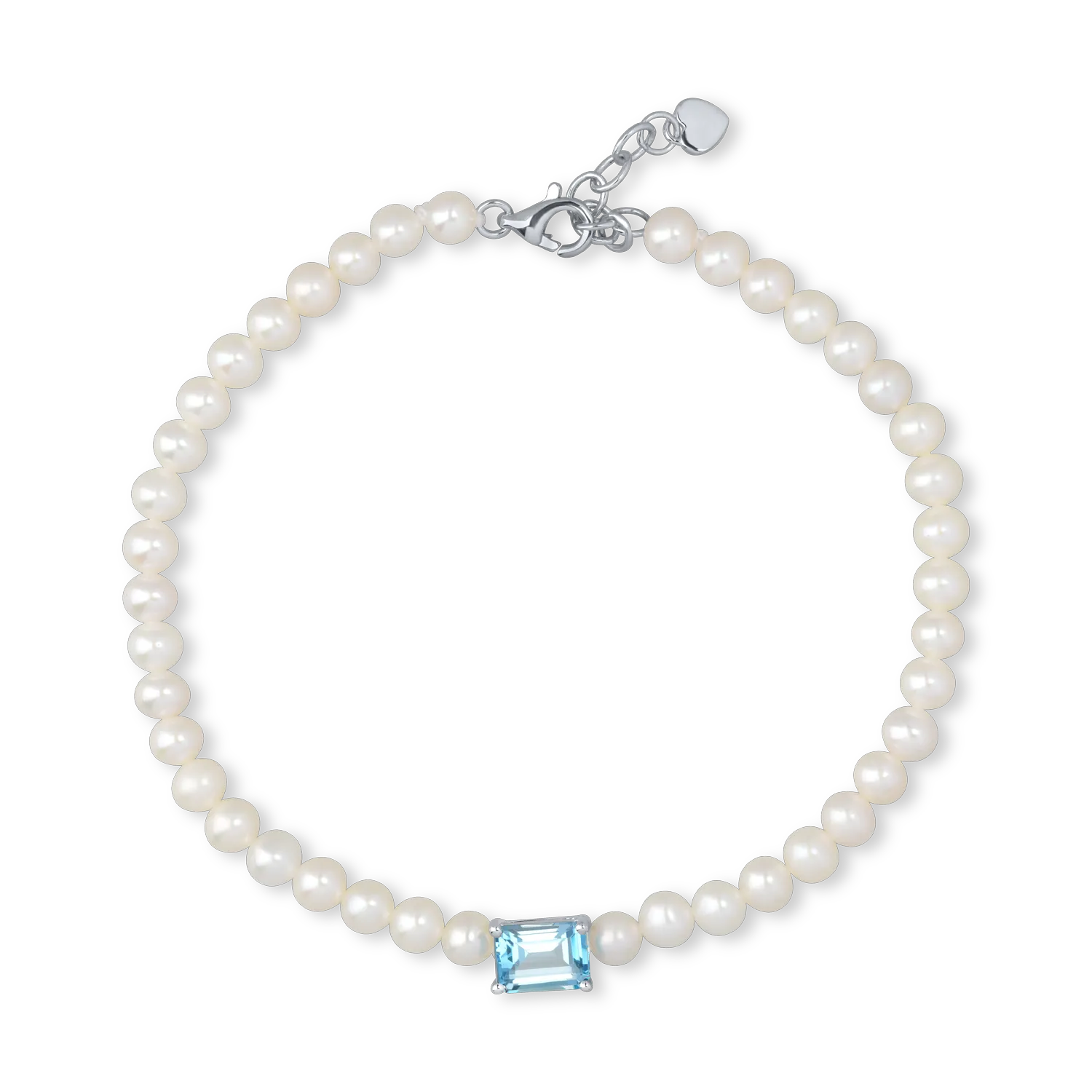 White gold bracelet with 22.8ct fresh water pearls and 1.2ct blue topaz