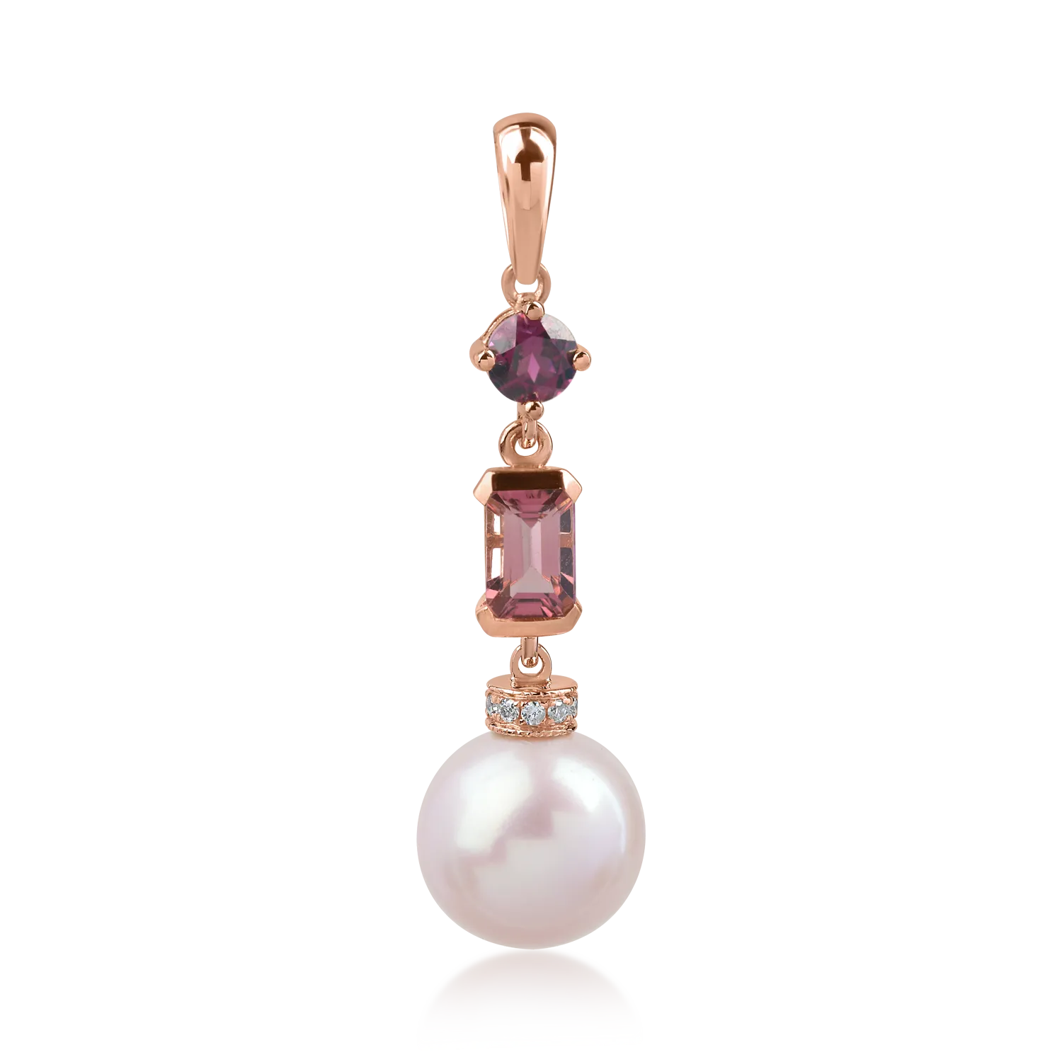 Zawieszka z różowego złota z kamieniami szlachetnymi i półszlachetnymi o masie 8.2ct