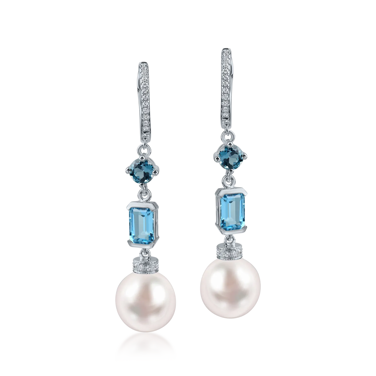 White gold earrings with 16.8ct precious and semi-precious stones