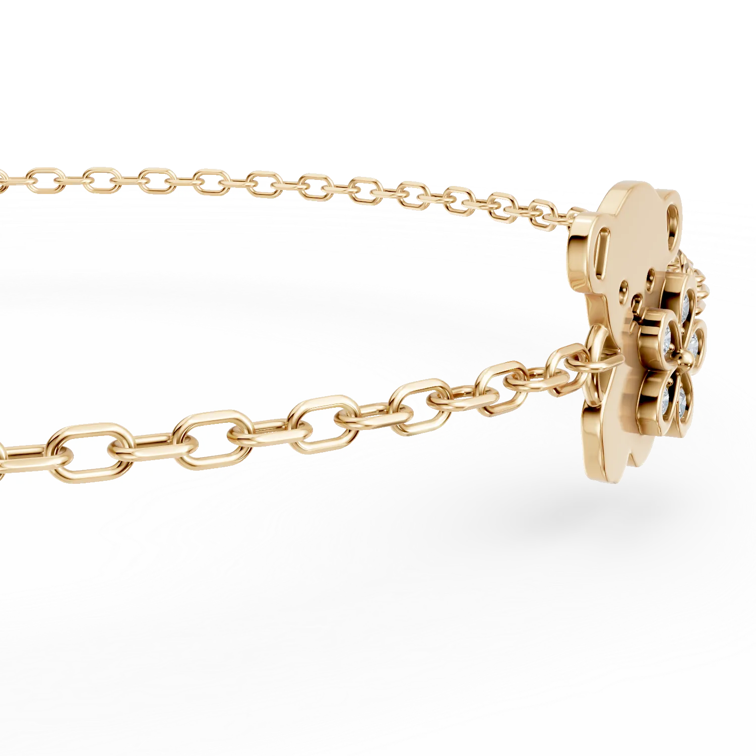 Yellow gold teddy bear children's pendant bracelet with 0.03ct diamonds