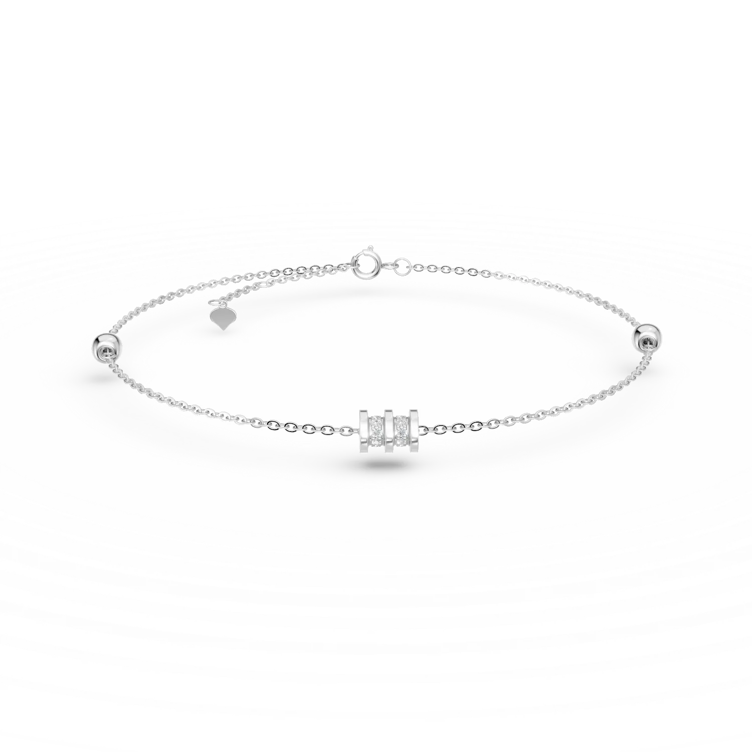 Fehérarany karkötő 0.05ct gyémántokkal és geometrikus részletekkel-176791