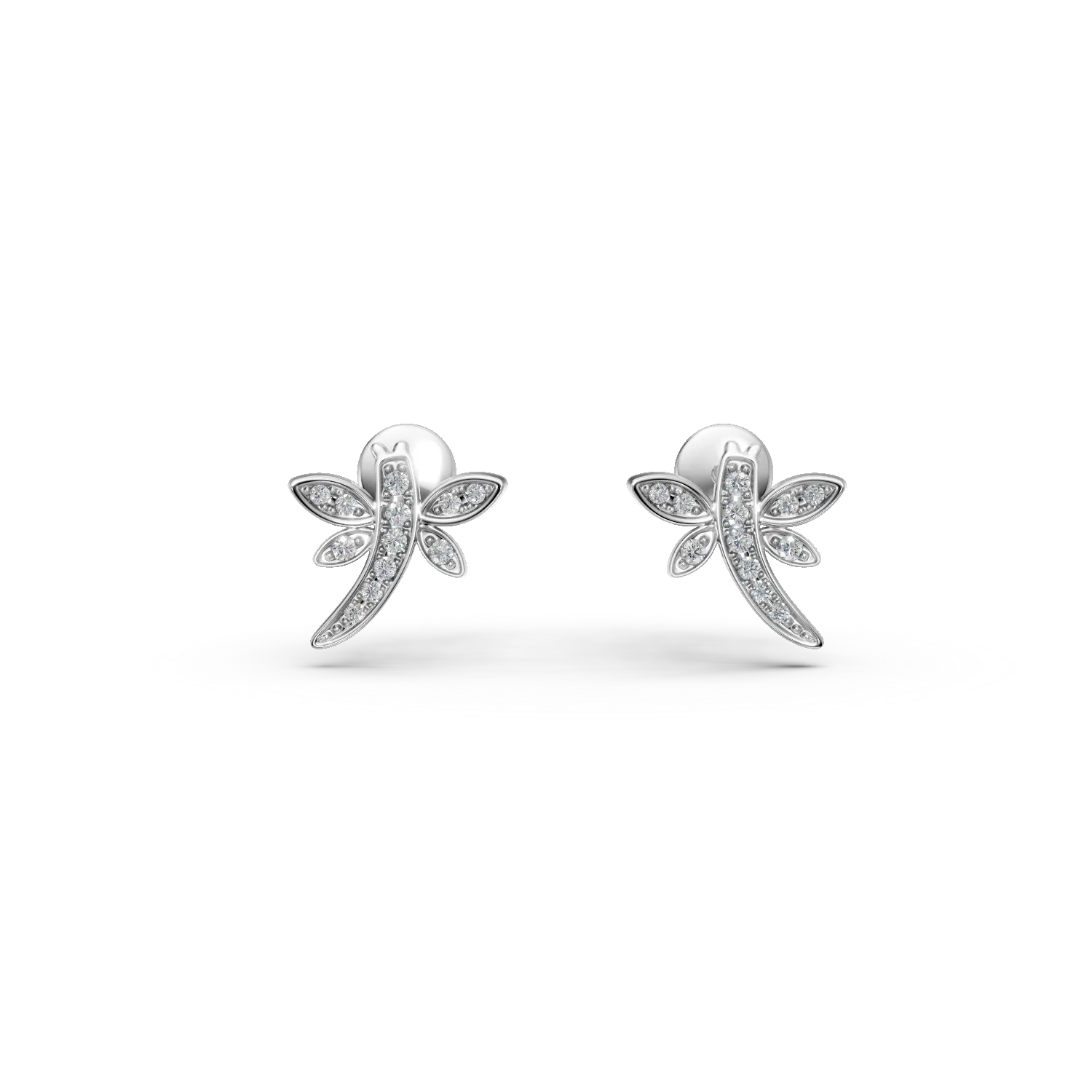 White gold dragonfly children's earrings with 0.07ct diamonds