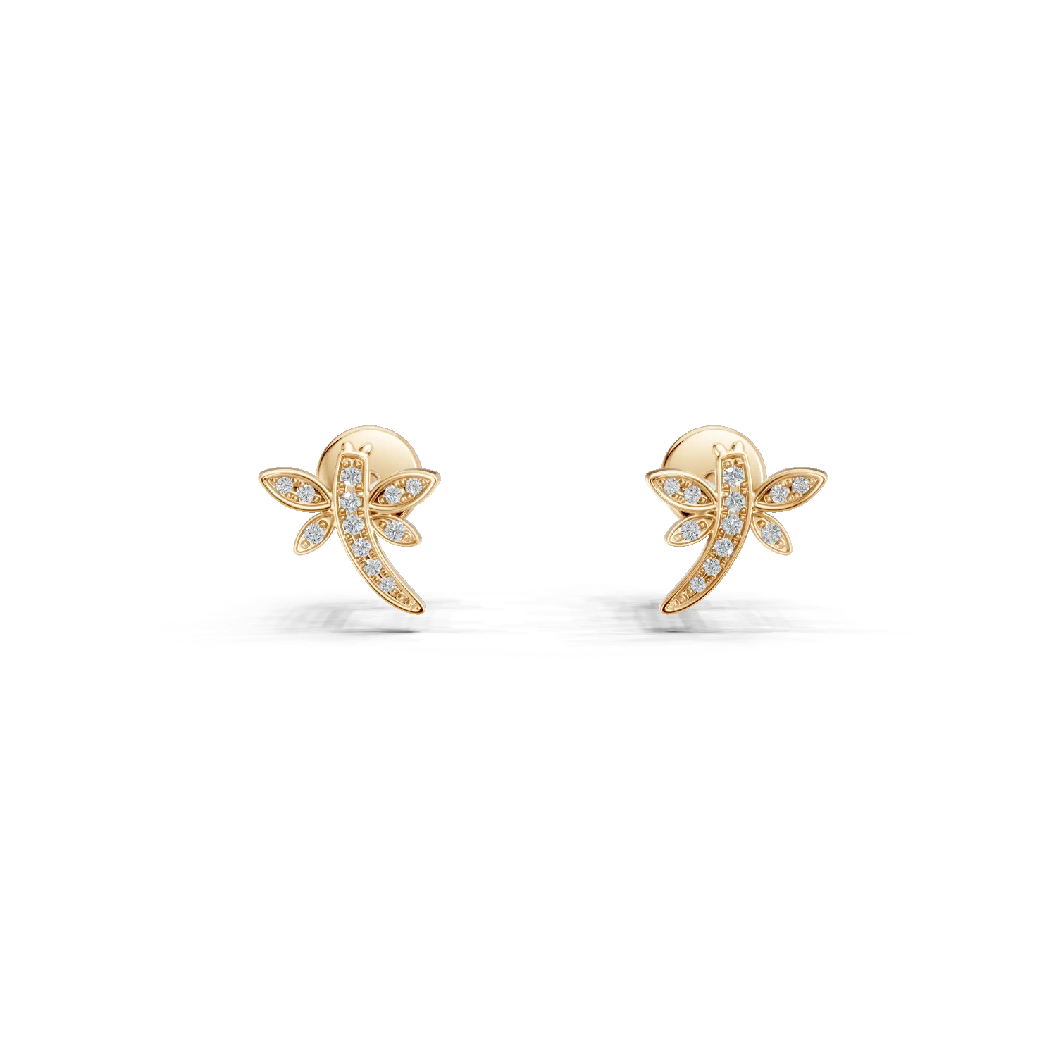 Cercei pentru copii cu libelule din aur galben de 14K cu diamante de 0.06ct-176856