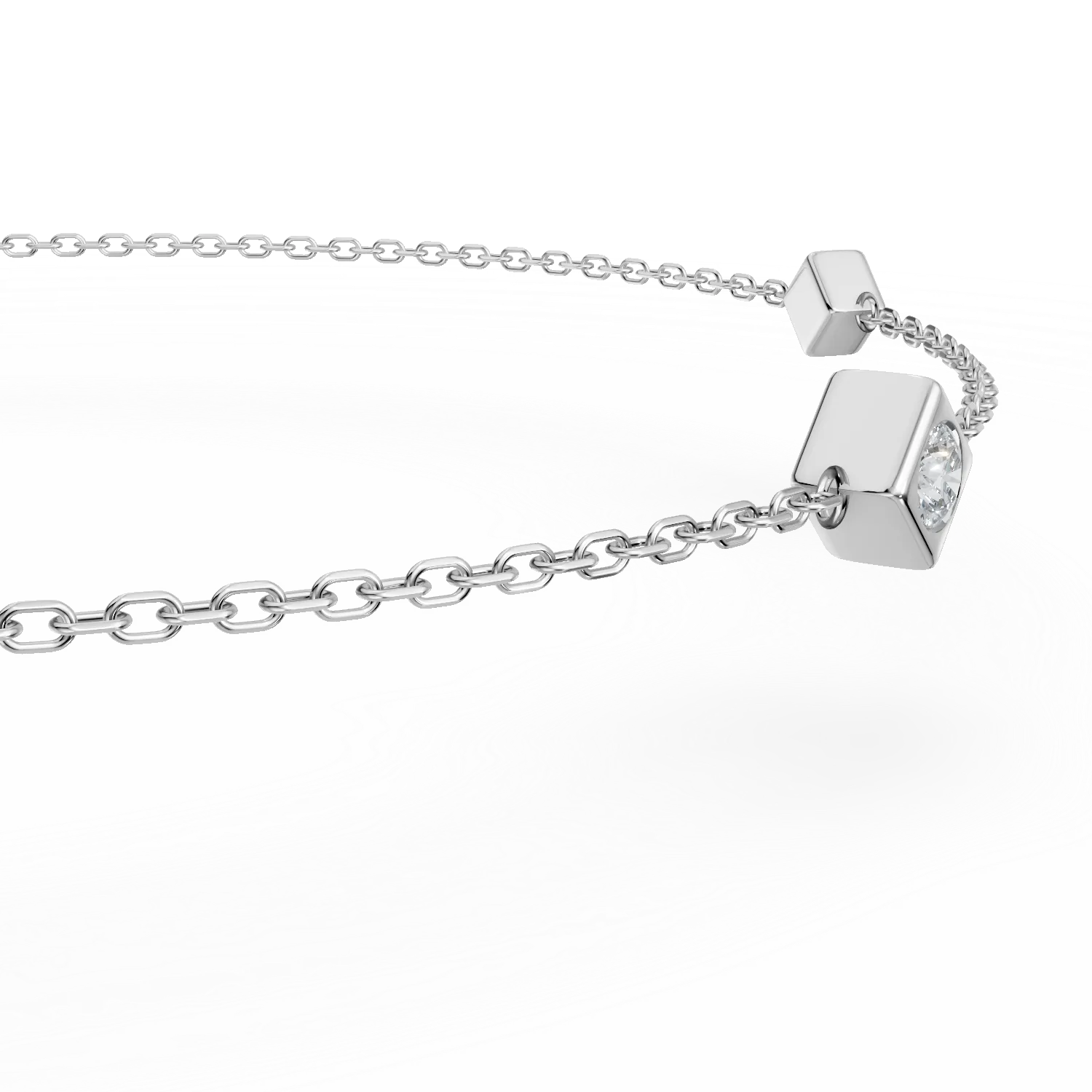 Bratara cu pandantive geometrice din aur alb cu diamante de 0.09ct