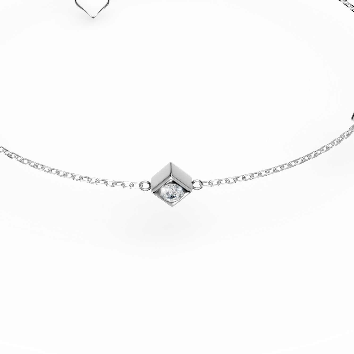 Bratara cu pandantive geometrice din aur alb cu diamante de 0.09ct