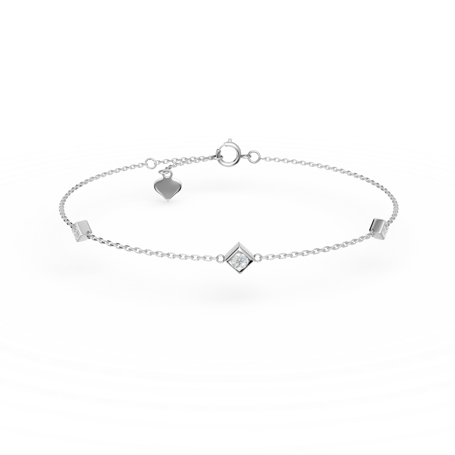 Bratara cu pandantive geometrice din aur alb cu diamante de 0.09ct