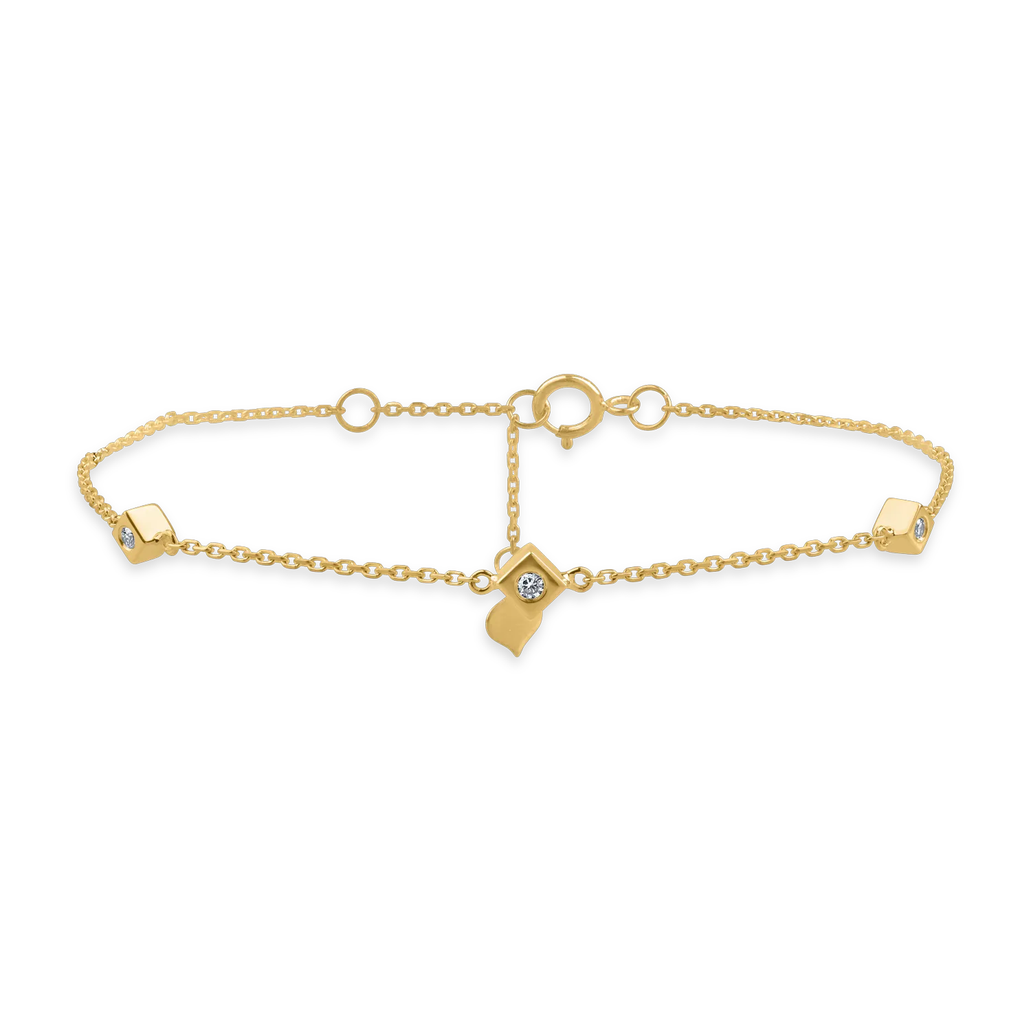 Yellow gold bracelet with 0.09ct diamonds and geometric details