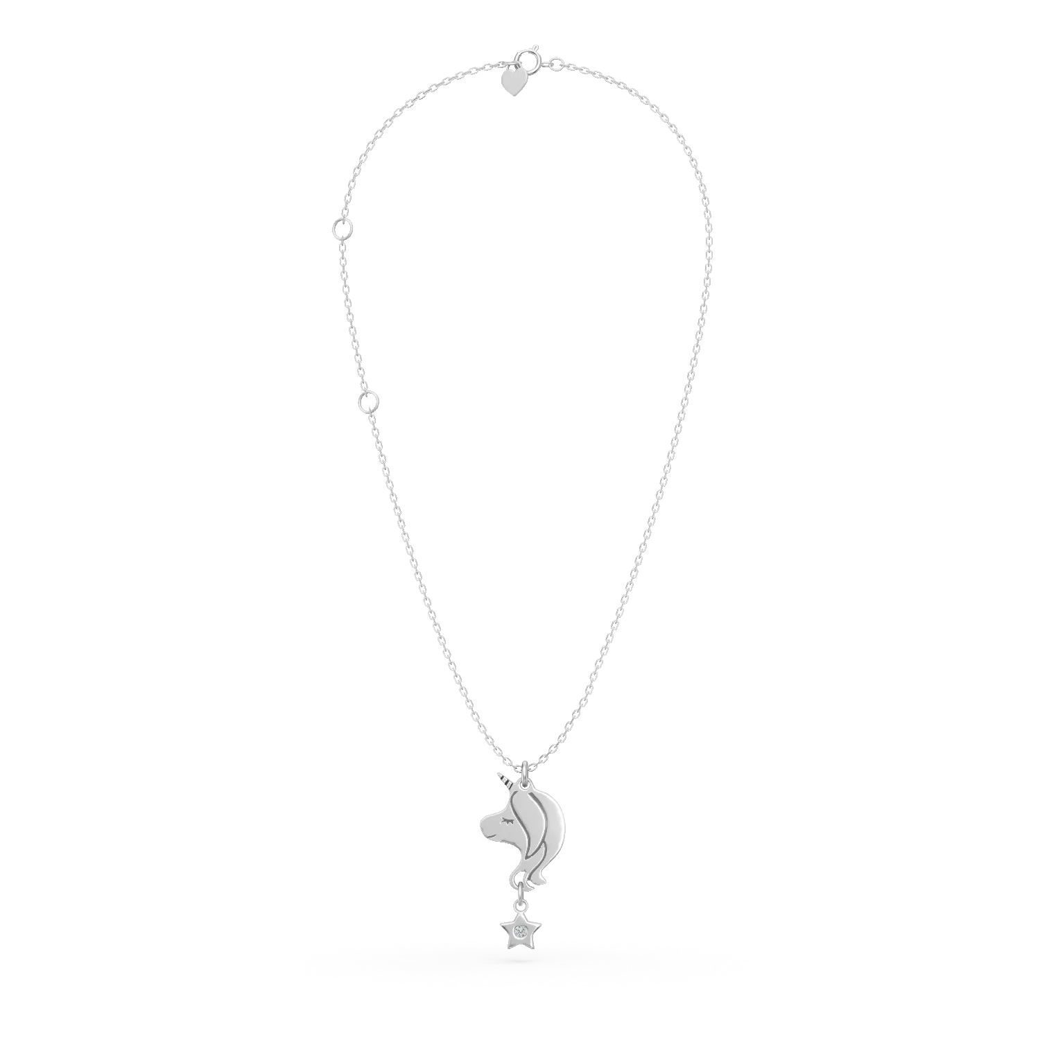 Fehérarany unikornis medállánc 0.01ct gyémánttal gyerekeknek