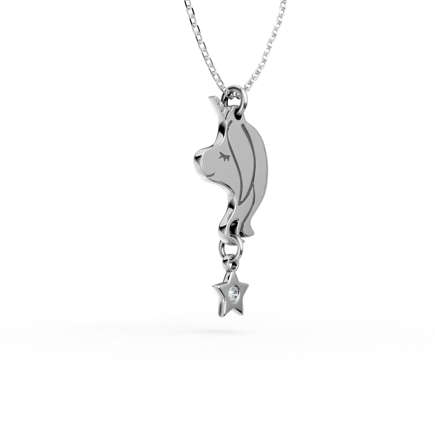 Fehérarany unikornis medállánc 0.01ct gyémánttal gyerekeknek