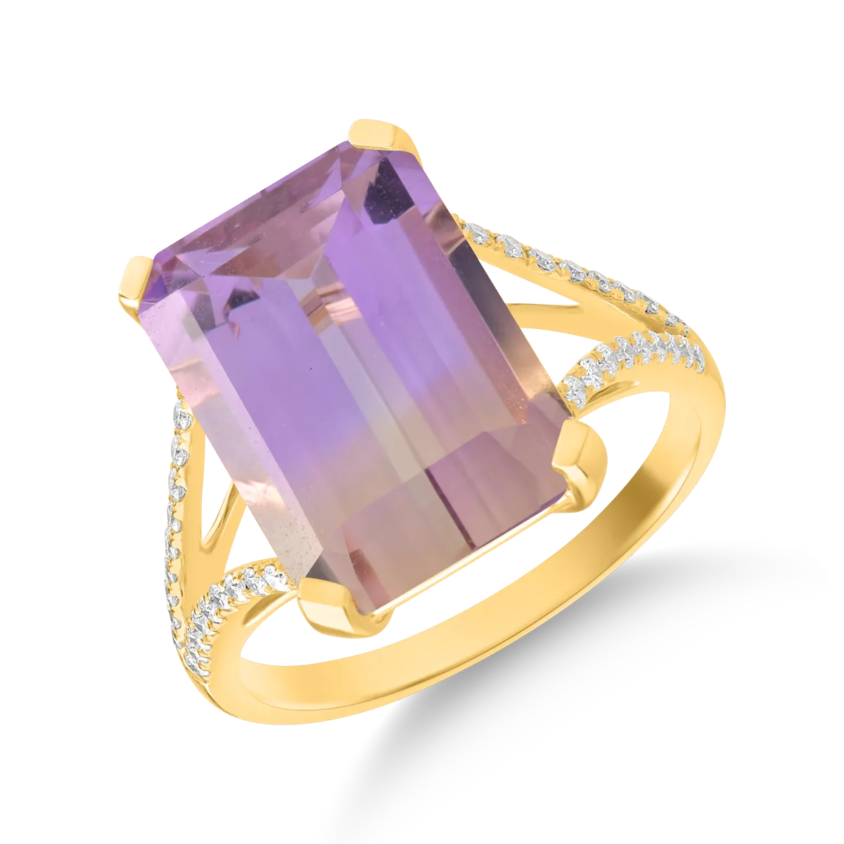 Yellow gold ring with 6.4ct ametrine and 0.1ct diamonds