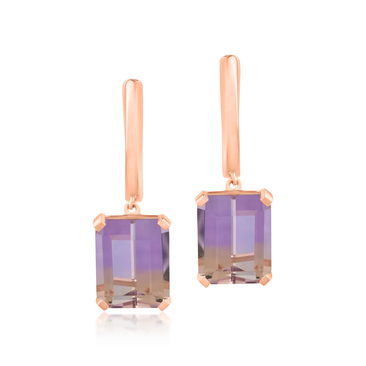 Rose gold earrings with 6.5ct ametrines