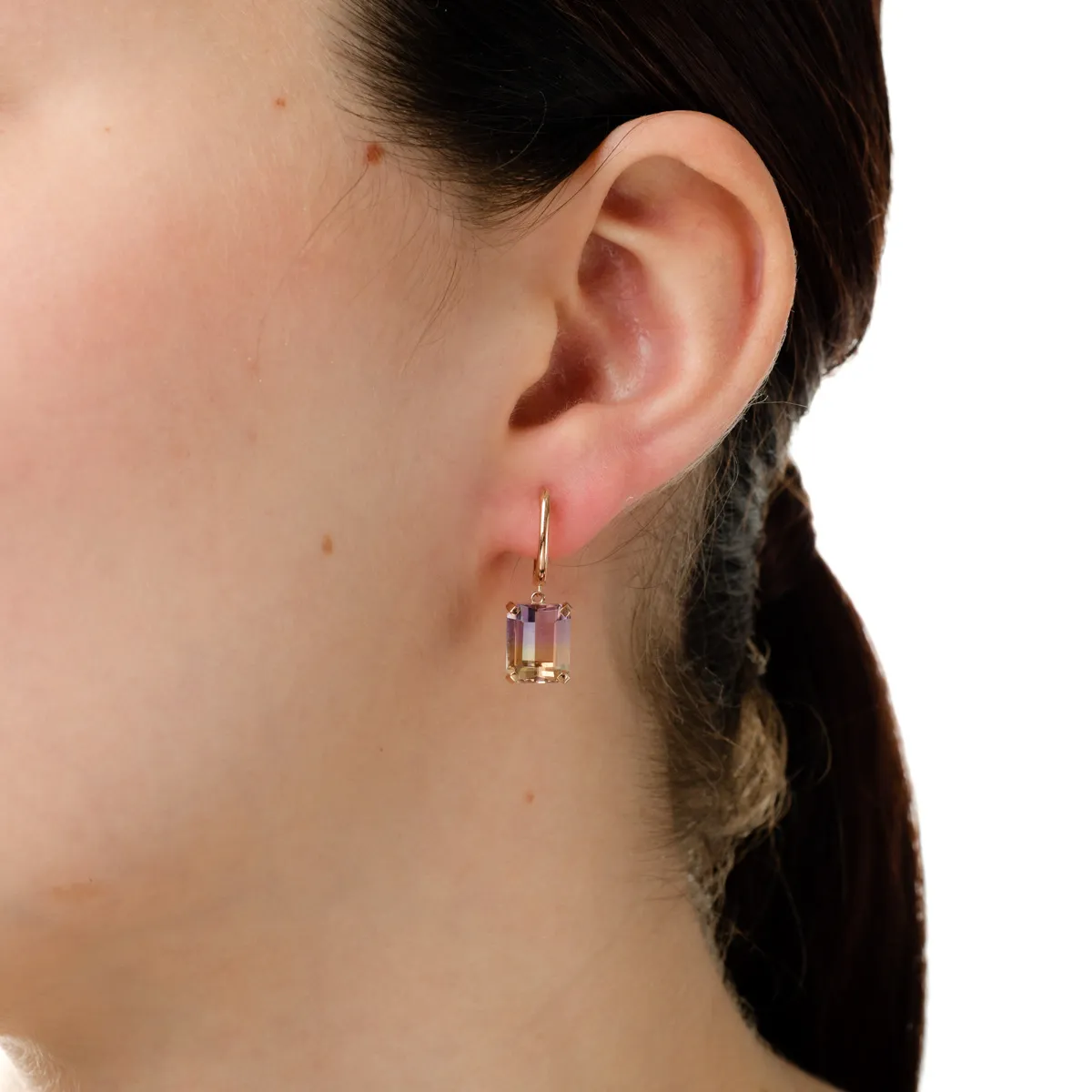 Cercei din aur roz cu ametrine de 6.5ct