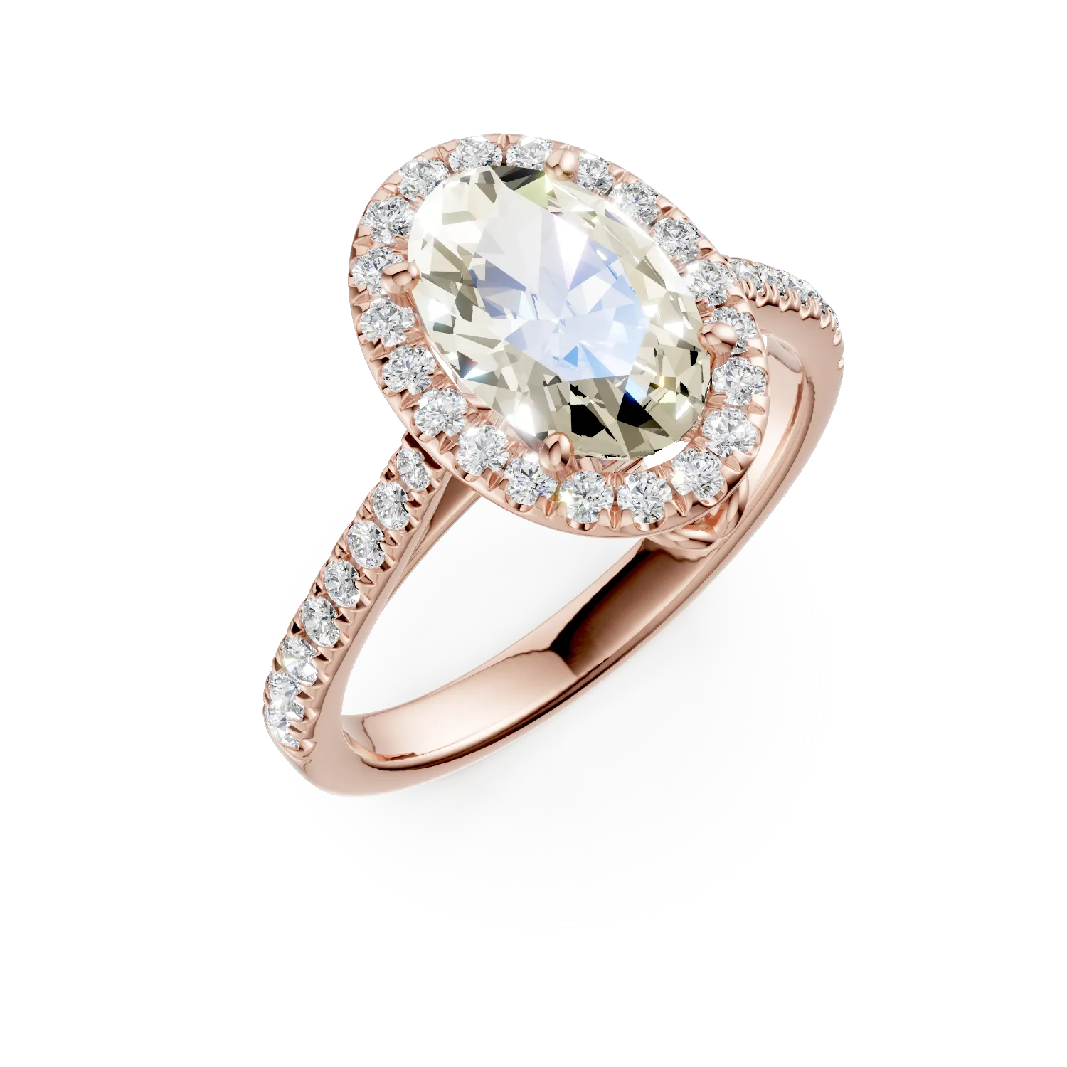 Годежен пръстен от розово злато с 1.3кт диаманти