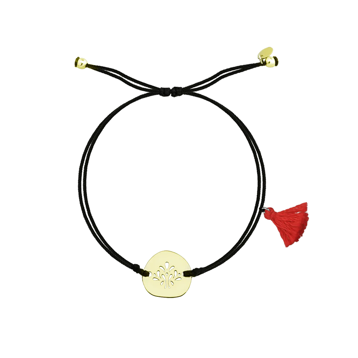 Black cord bracelet with 14K yellow gold-256