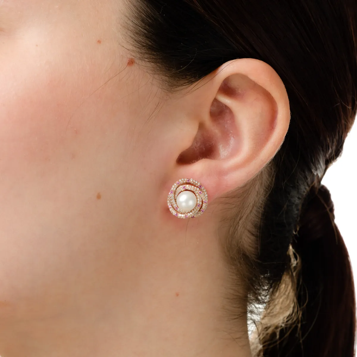 Rose gold earrings with 6.4ct precious and semi-precious stones