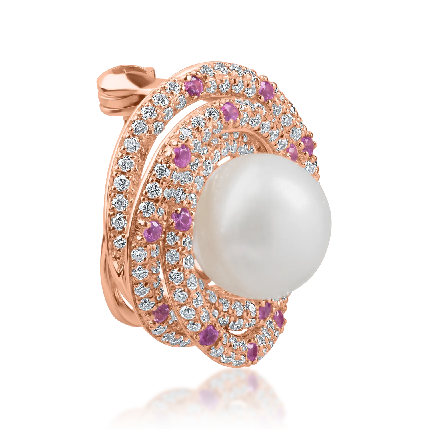 Rose gold brooch with 5.3ct precious and semi-precious stones