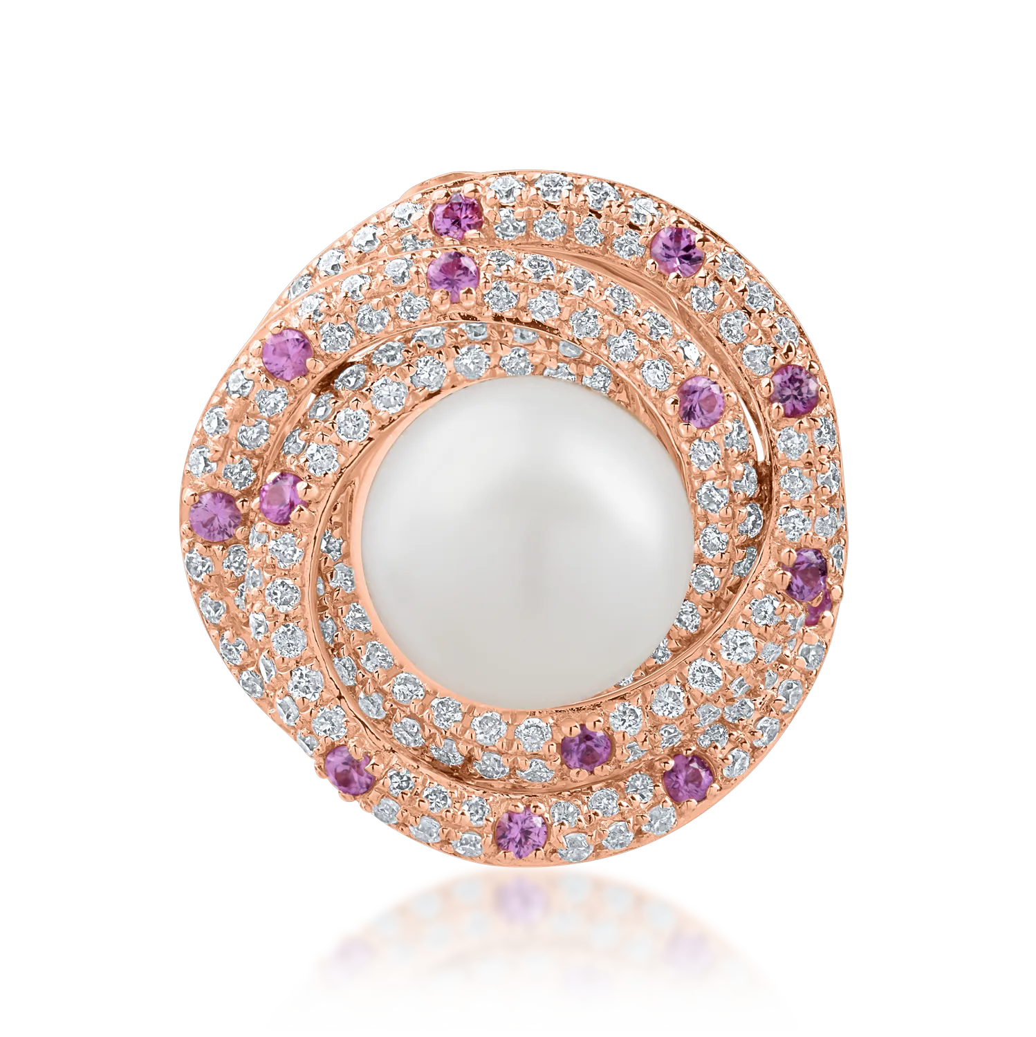 Teilor Brosa din aur roz cu pietre pretioase si semipretioase de 5.3ct