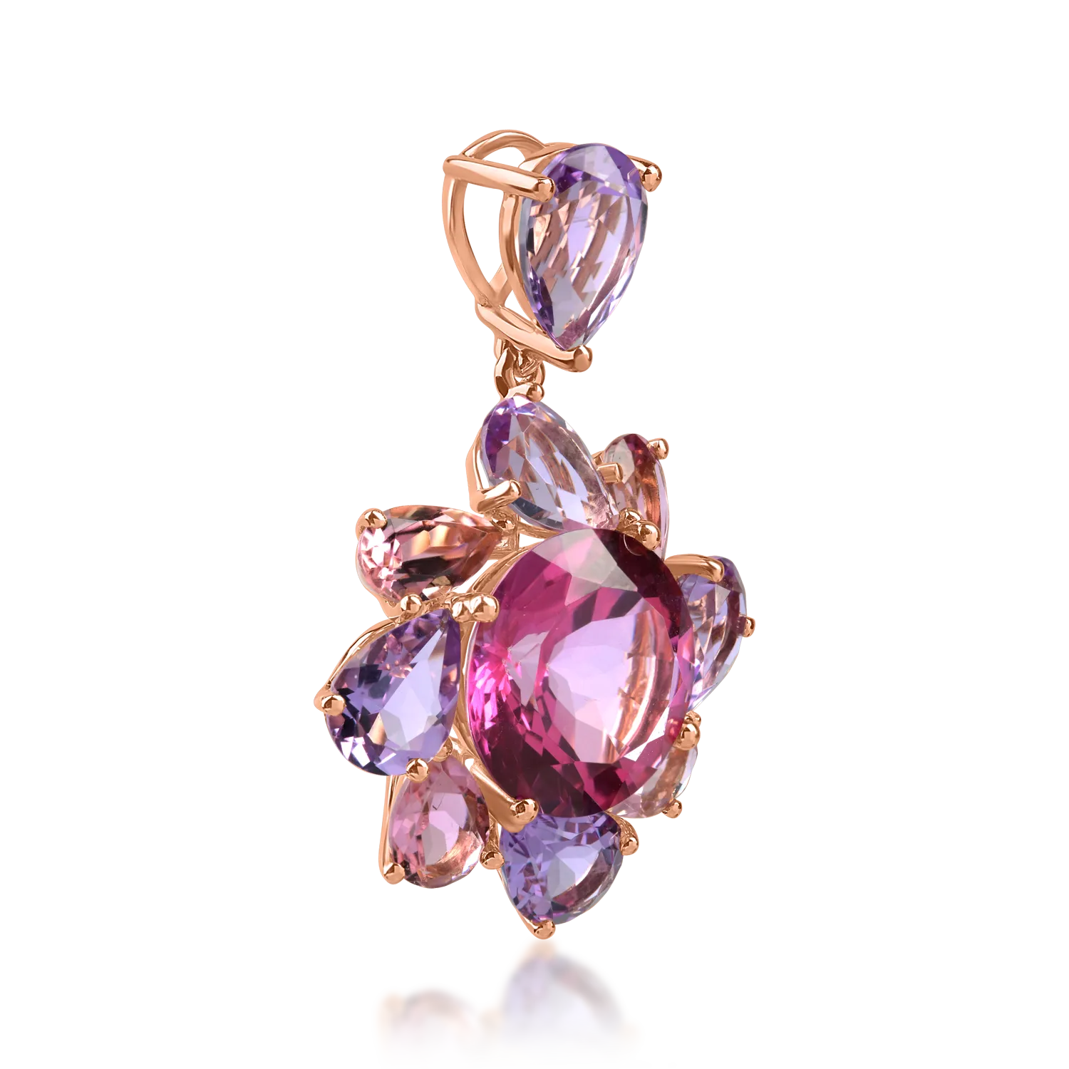 Rose gold flower pendant with 10.8ct semi-precious stones