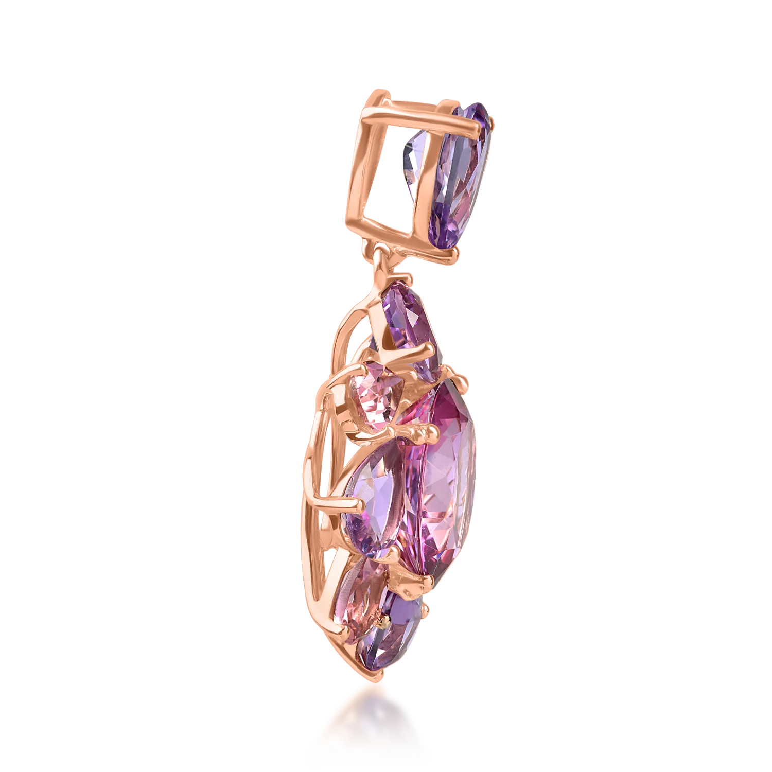 Rose gold flower pendant with 10.8ct semi-precious stones