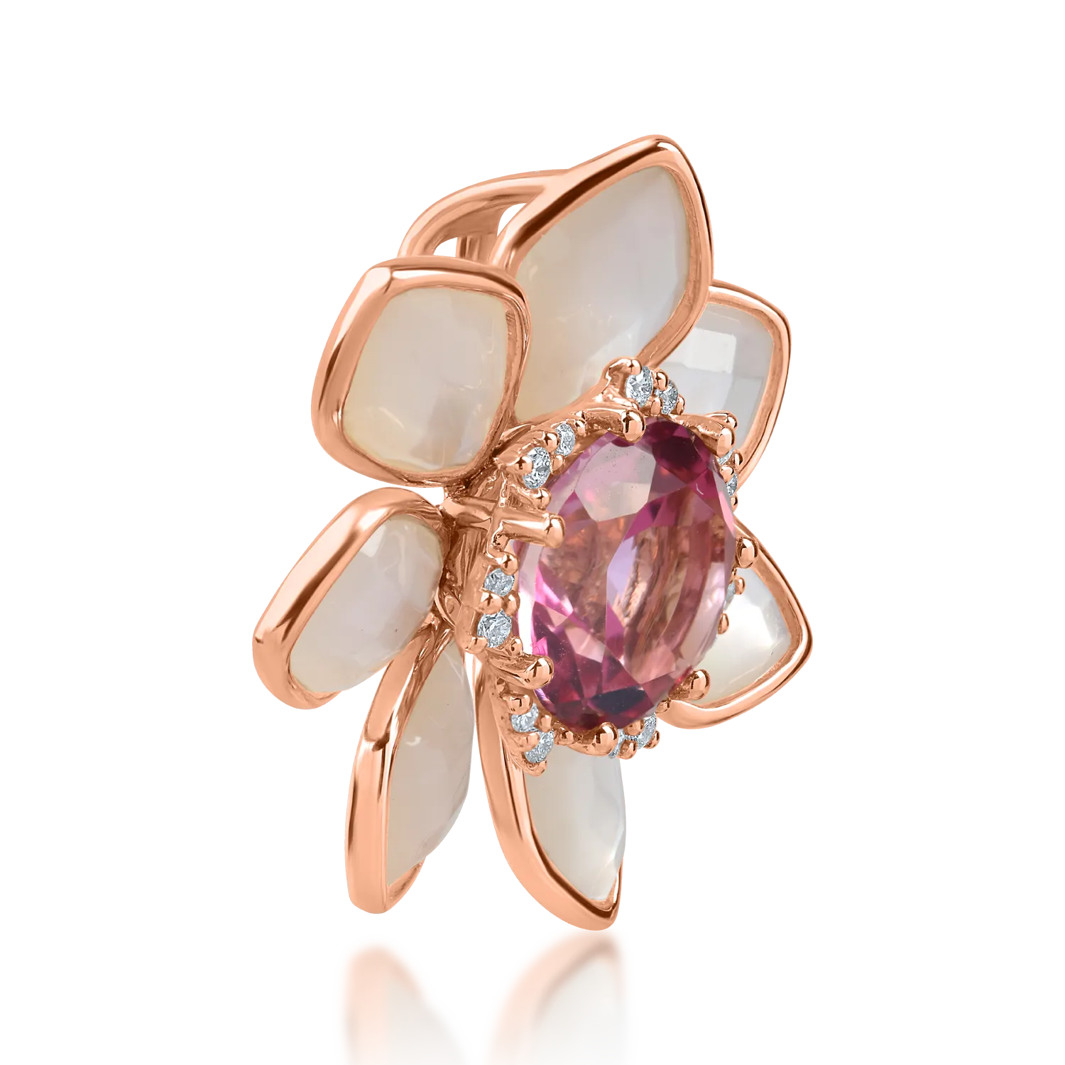 Rose gold flower pendant with 5.6ct precious and semi-precious stones