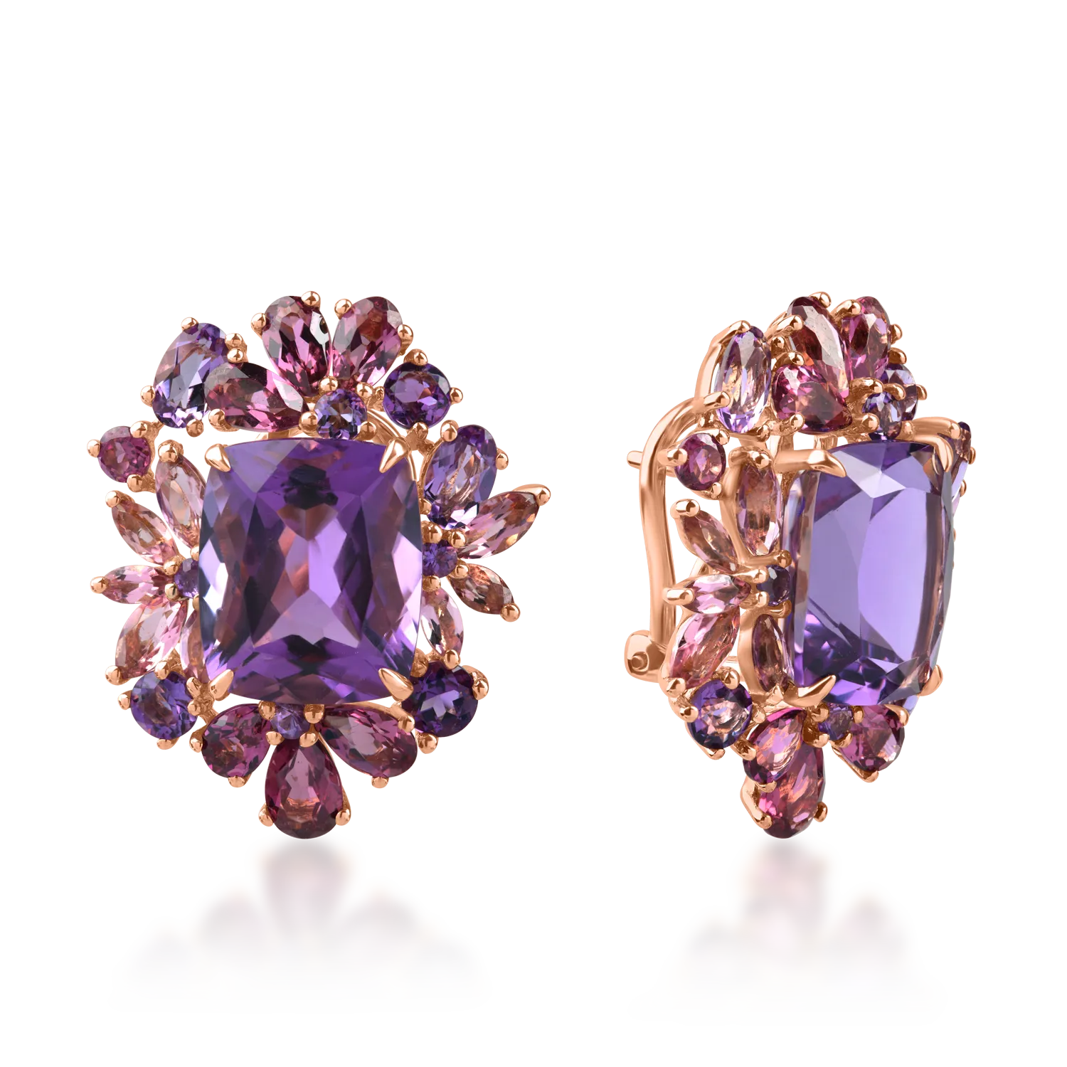 Teilor Cercei din aur roz cu pietre semipretioase de 19.6ct