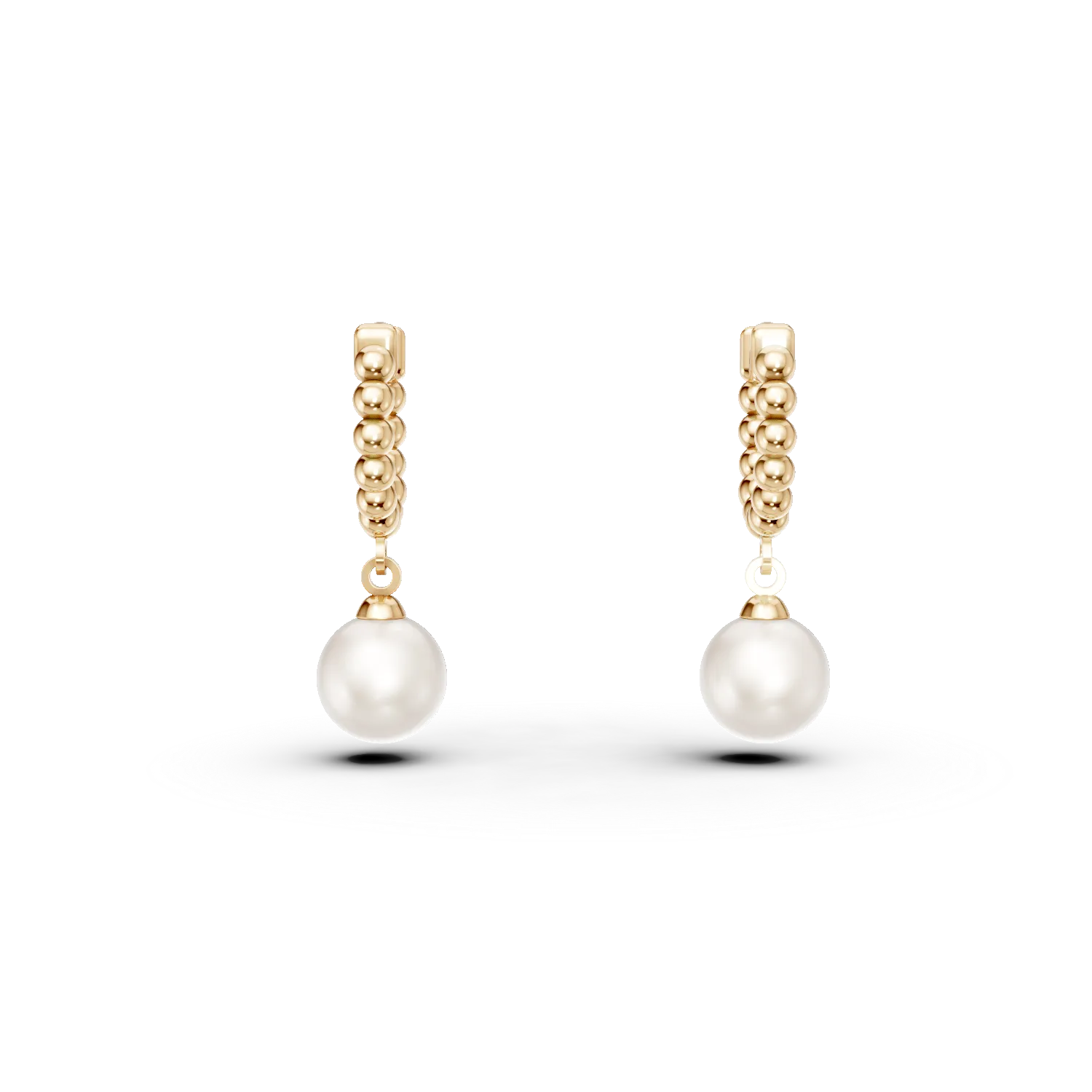 Yellow gold earrings with synthetic pearls