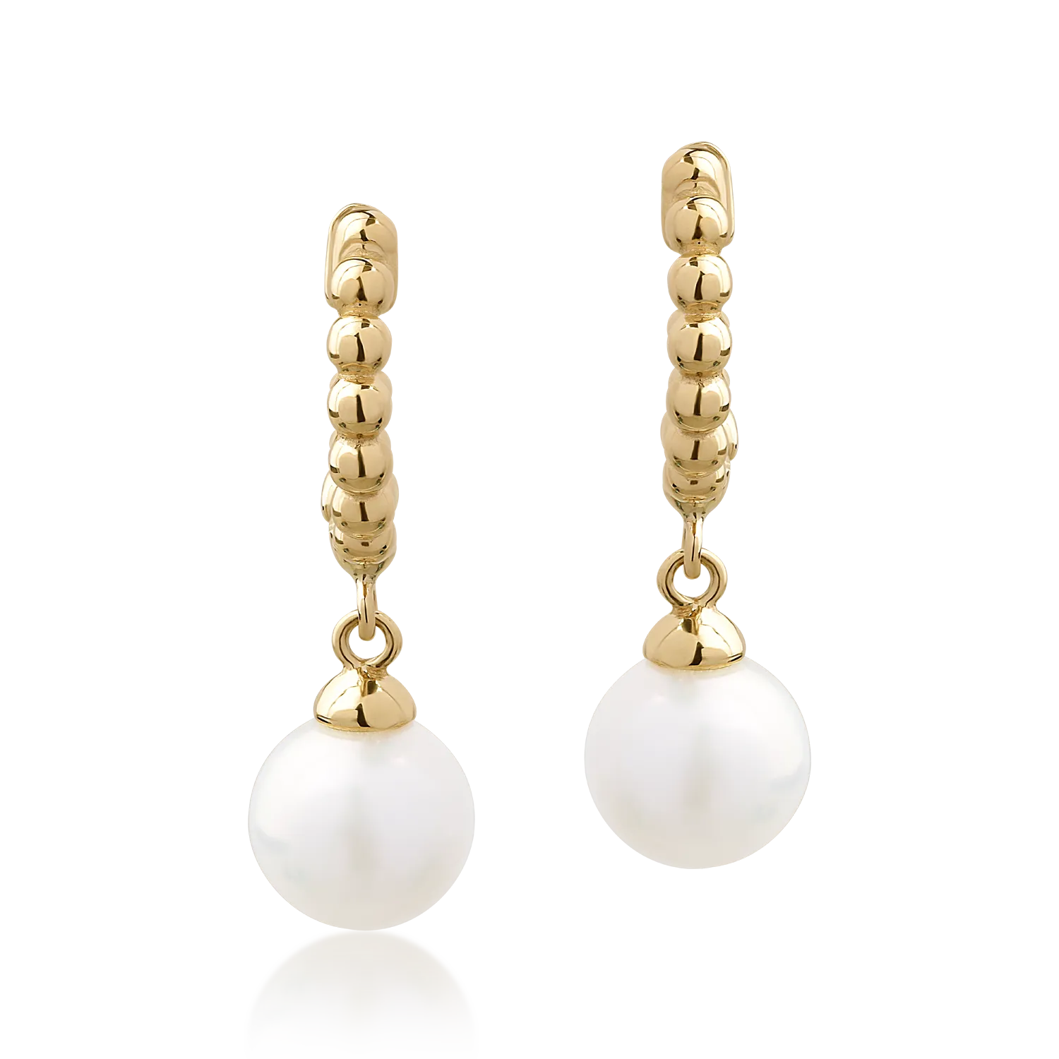 Yellow gold earrings with synthetic pearls