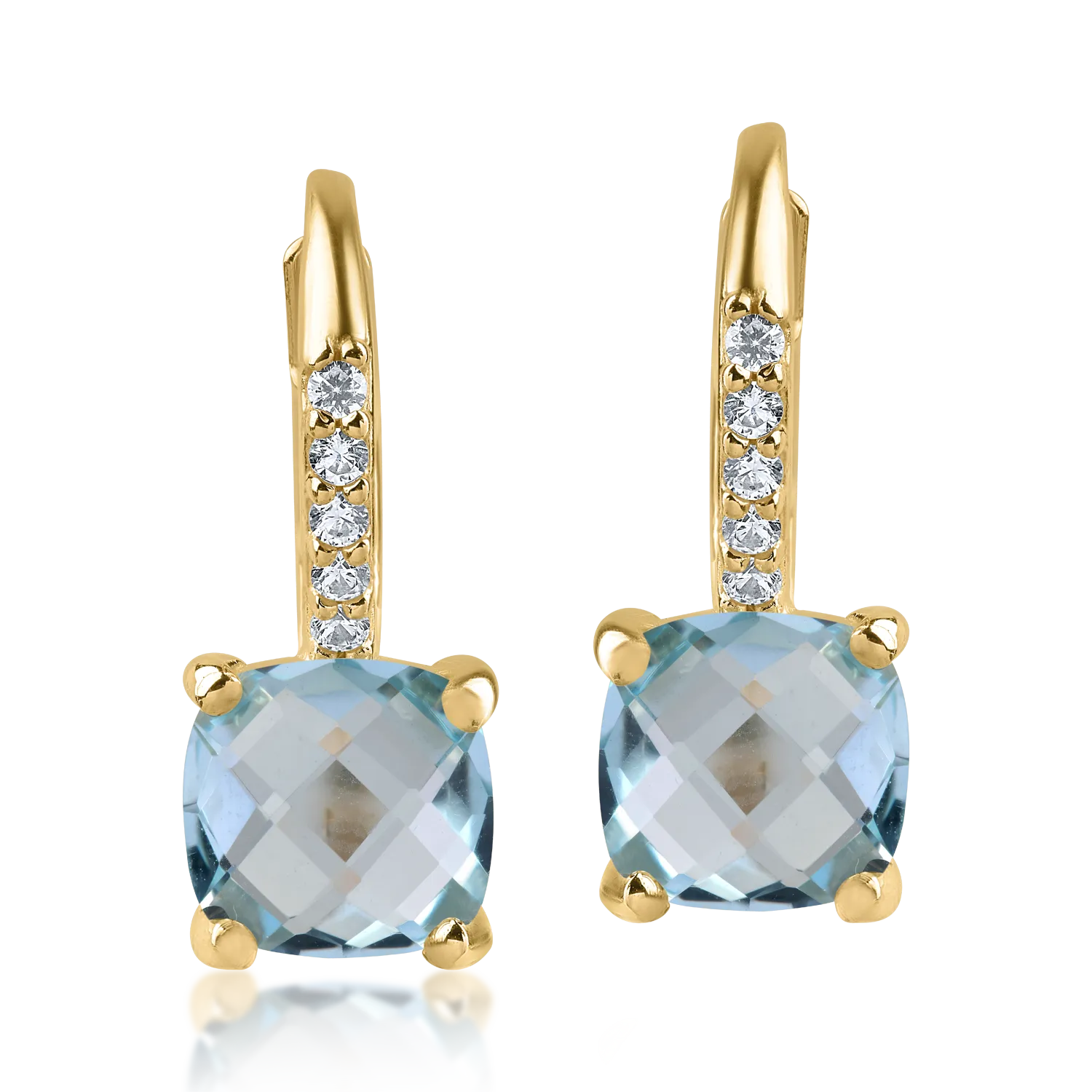 Yellow gold earrings with 2.2ct topazes and zirconia