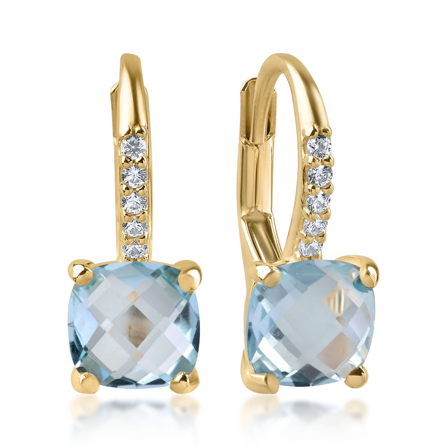 Yellow gold earrings with 2.2ct topazes and zirconia