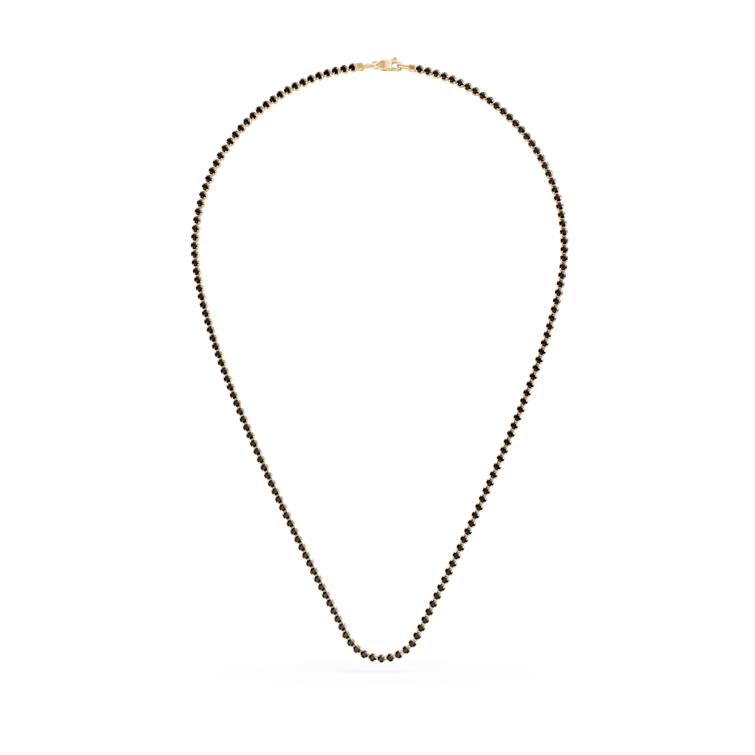 Yellow gold tennis necklace with black zirconia