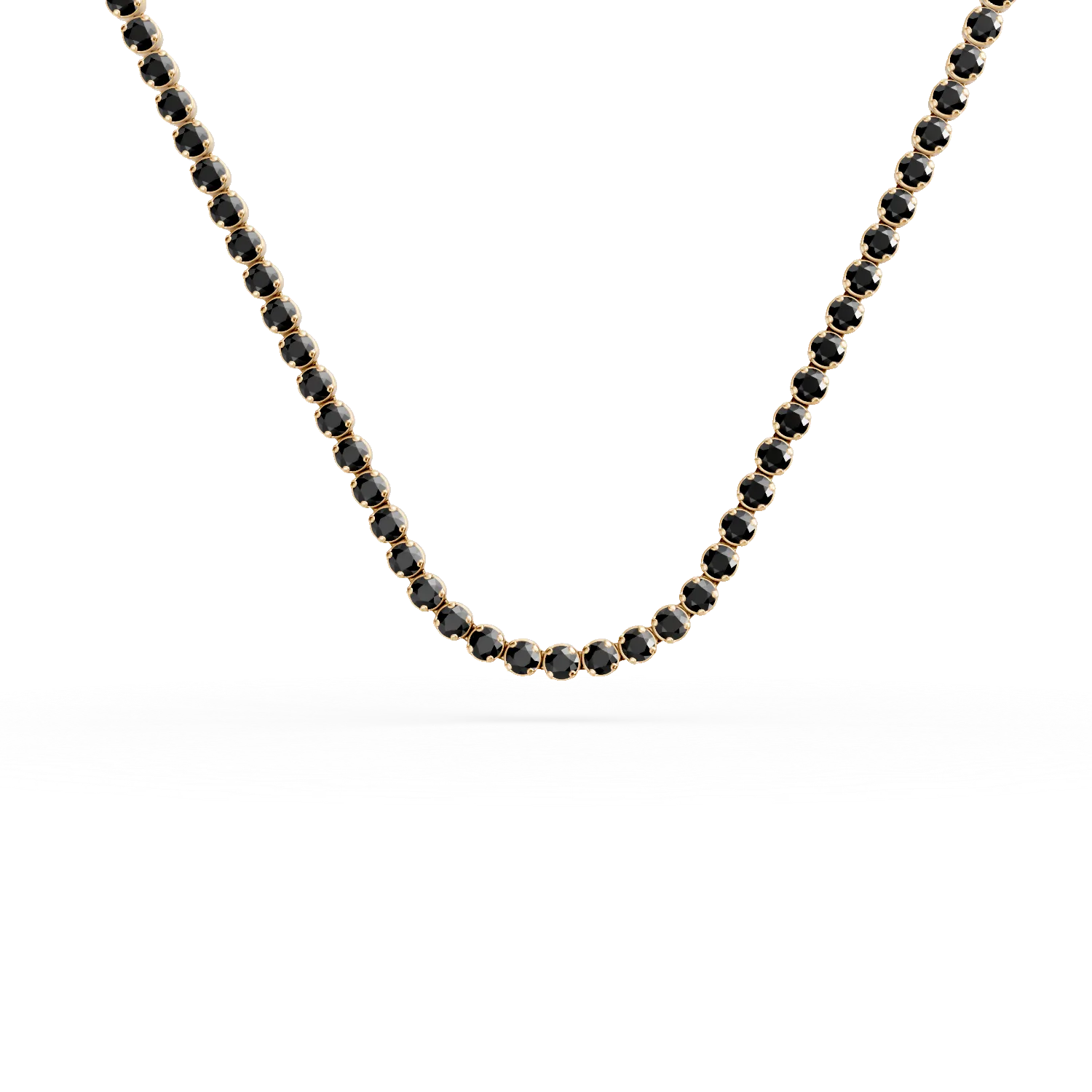 Yellow gold tennis necklace with black zirconia