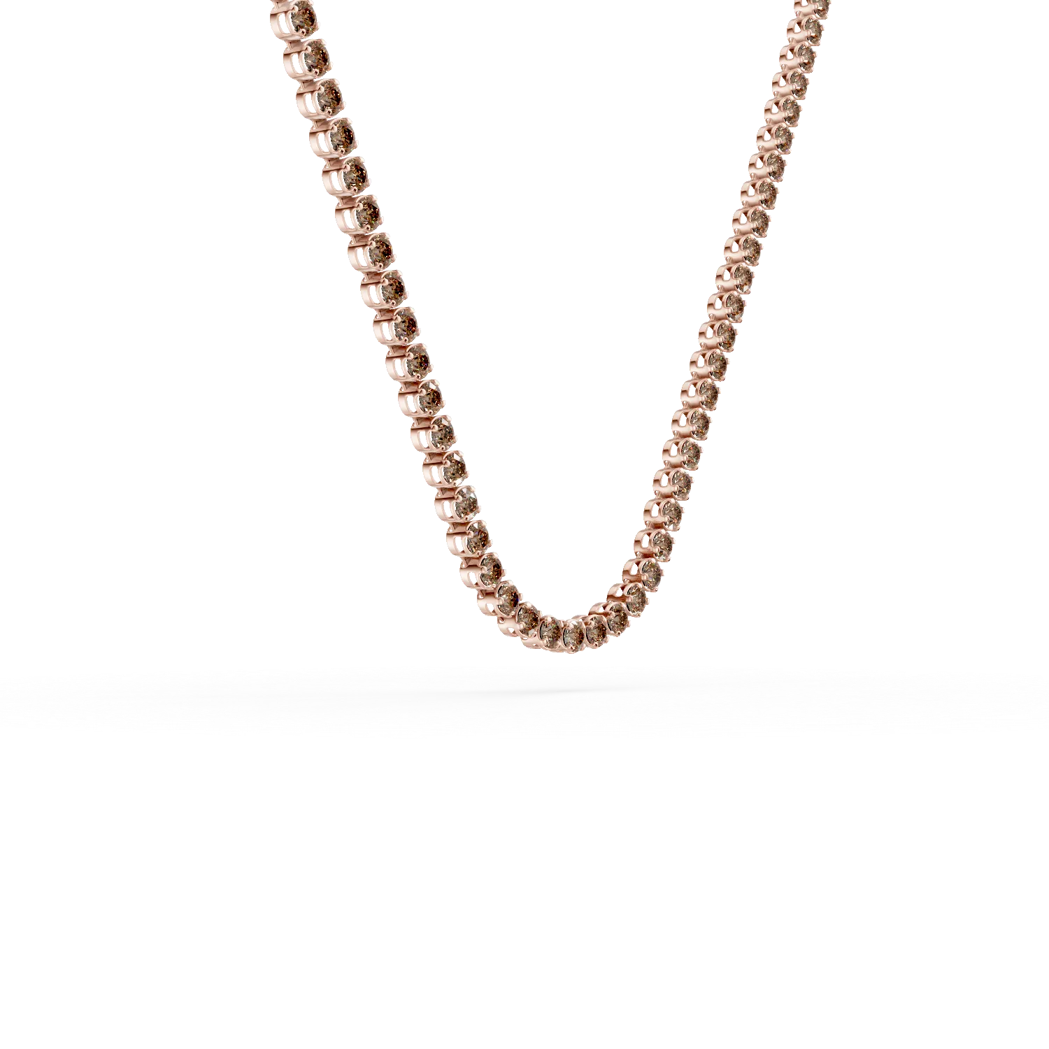 Rose gold tennis necklace with brown zirconia