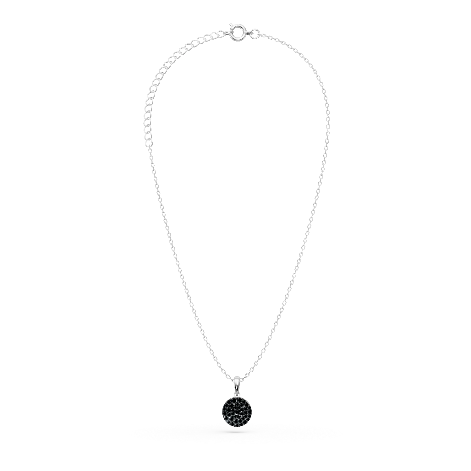White gold round pendant necklace with 0.3ct black diamonds-190958