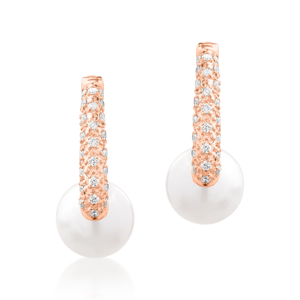 Kolczyki z 14K różowego złota z perłami słodkowodnymi o masie 5.1ct i diamentami o masie 0.1ct-178284
