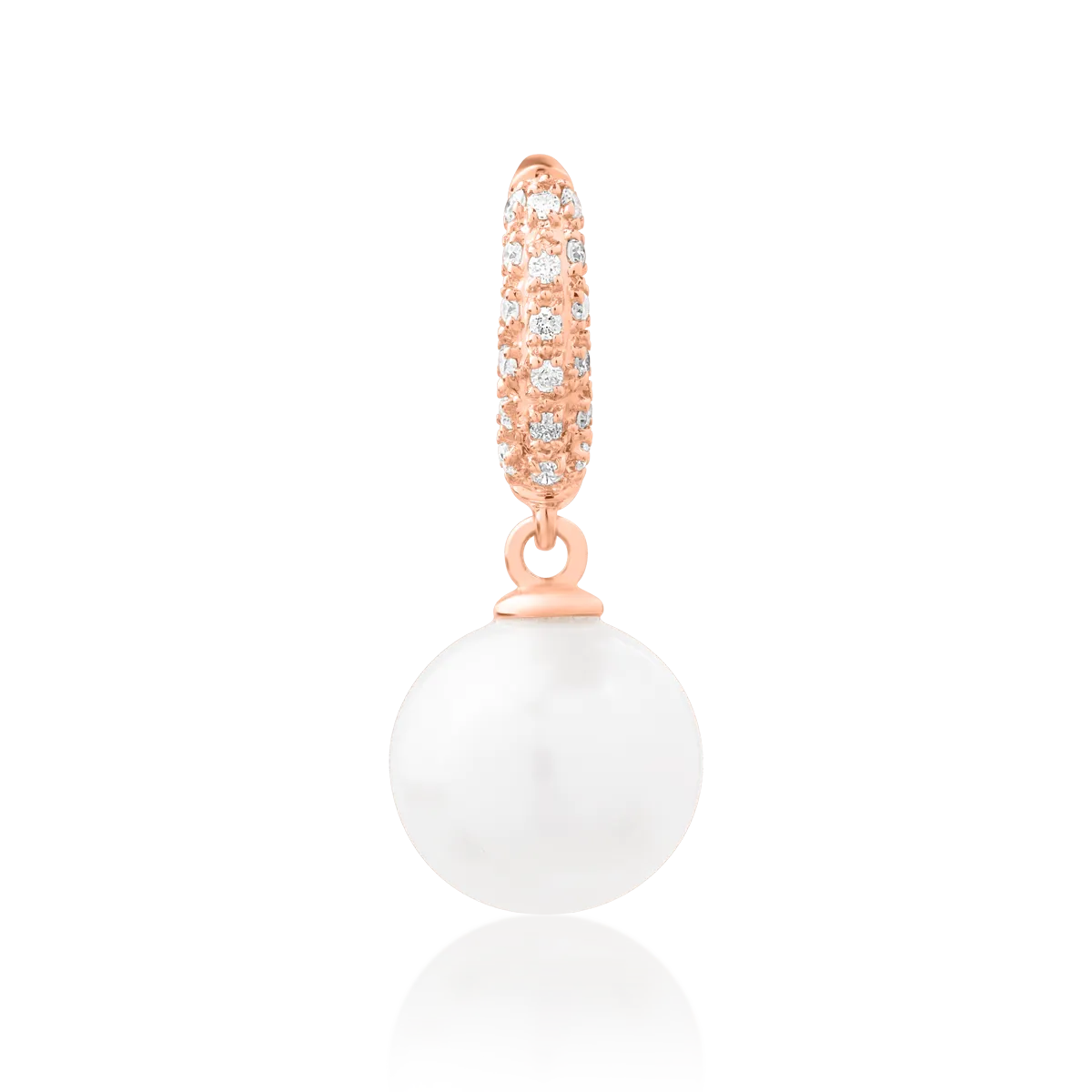 Pandantiv din aur roz cu perla de cultura de apa dulce de 3.98ct si diamante de 0.07ct