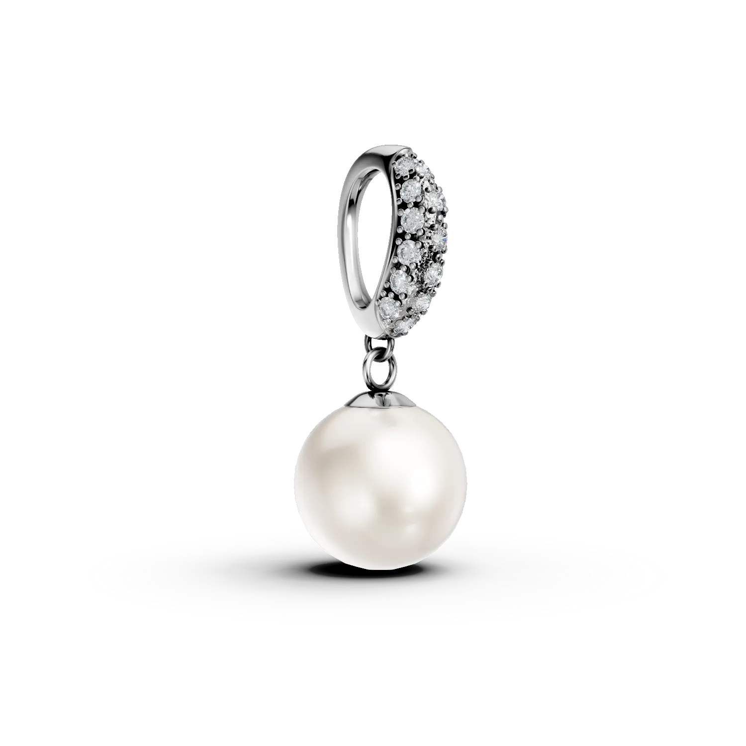 Pandantiv din aur alb cu perla de cultura de 3.9ct si diamante de 0.06ct