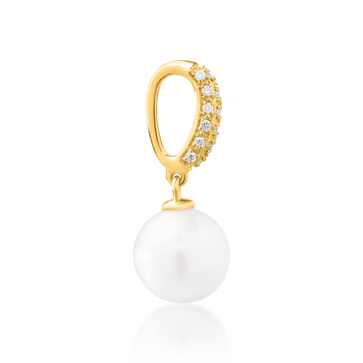 Yellow gold pendant with 3.9ct fresh water pearl and 0.08ct diamonds