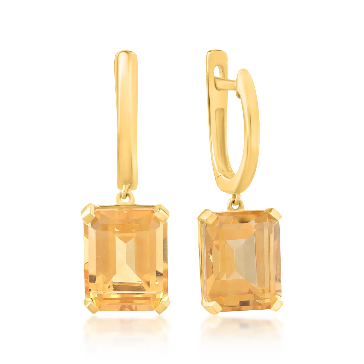 Cercei din aur galben cu citrine de 6.7ct