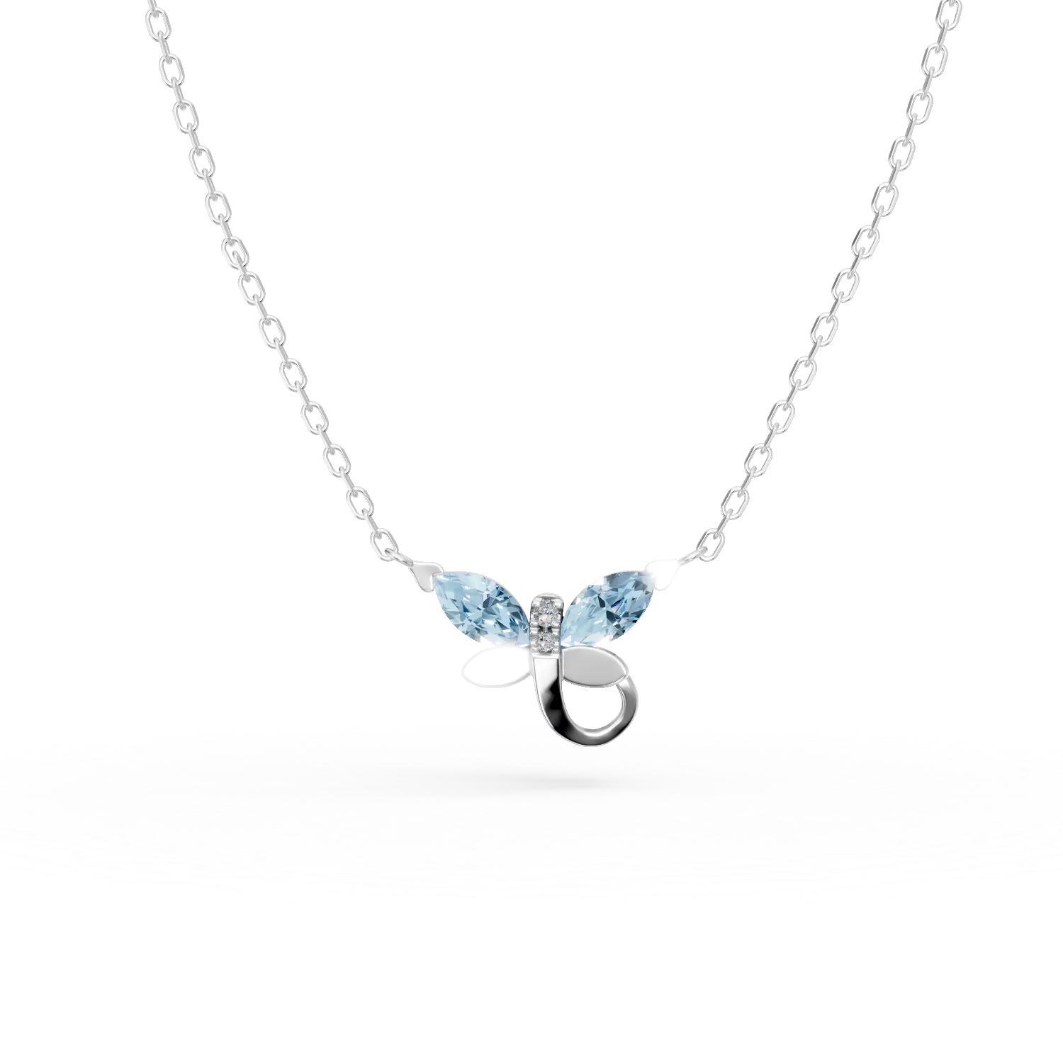 Lant cu pandantiv din aur alb cu topaze albastre de 0.3ct si diamante de 0.008ct pentru copii