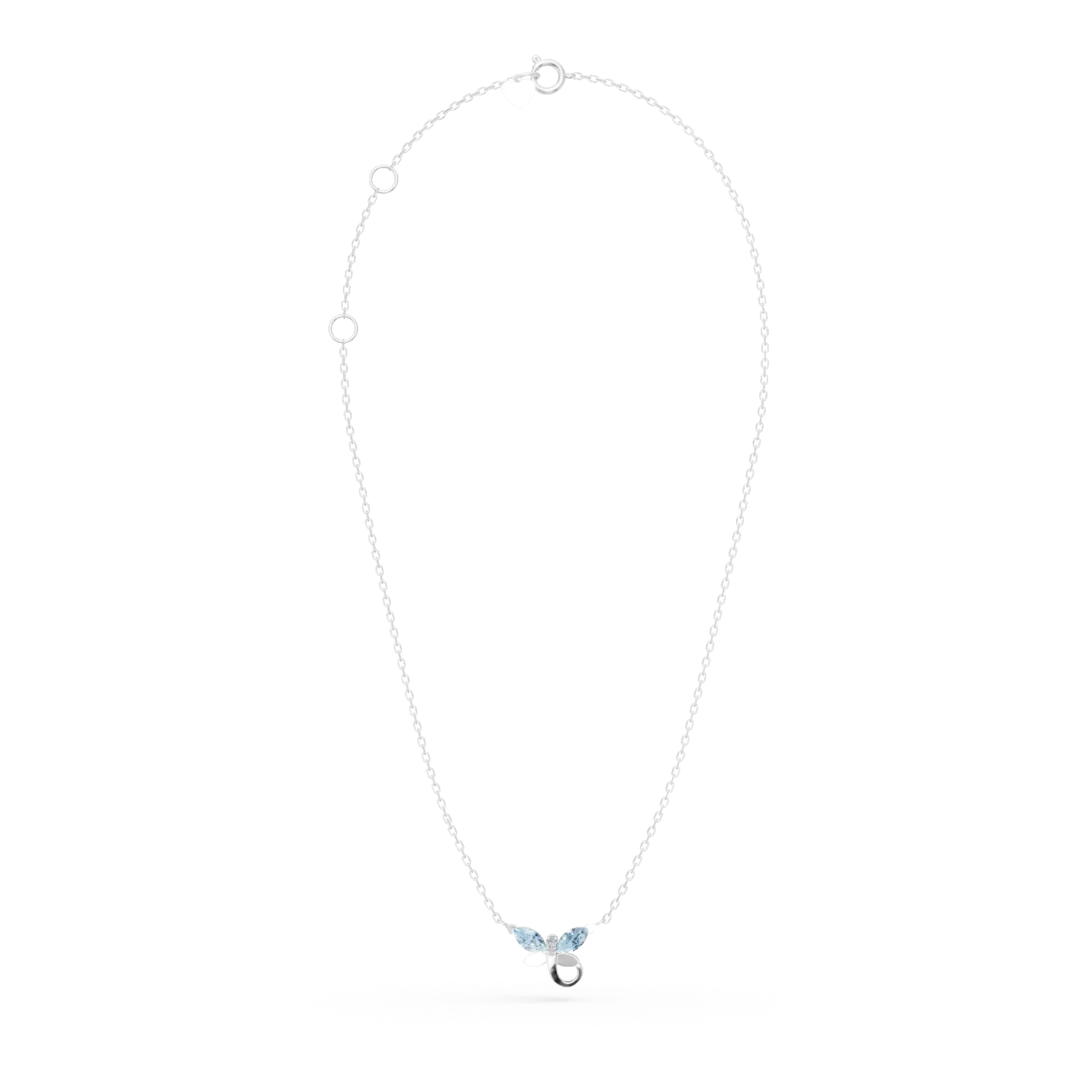 Lant cu pandantiv din aur alb cu topaze albastre de 0.3ct si diamante de 0.008ct pentru copii