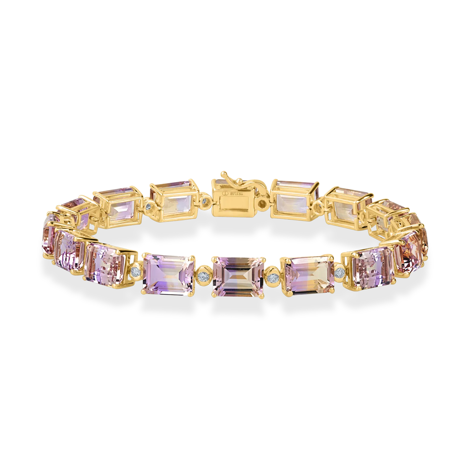 Yellow gold tennis bracelet with 24.8ct ametrines and 0.1ct diamonds