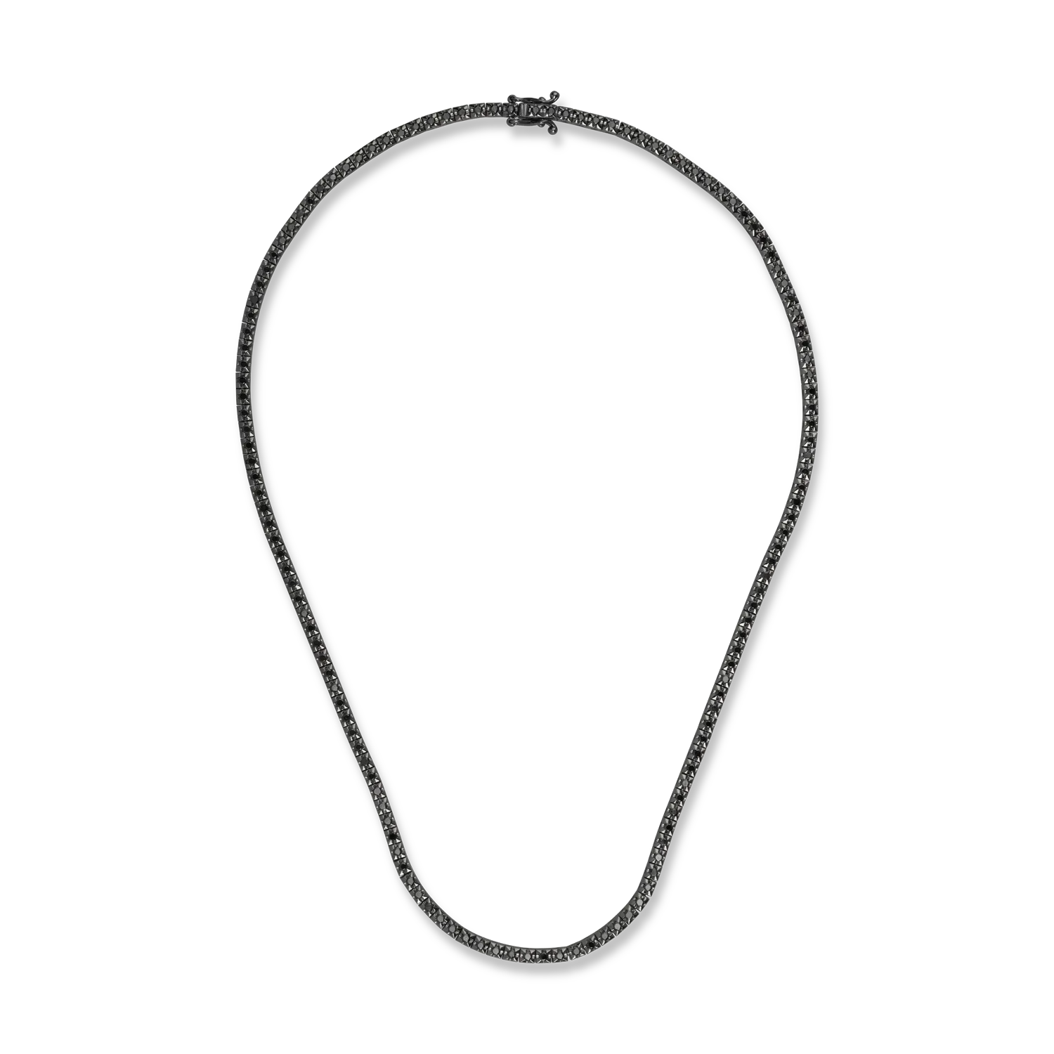 Black gold tennis necklace with 2ct black diamonds