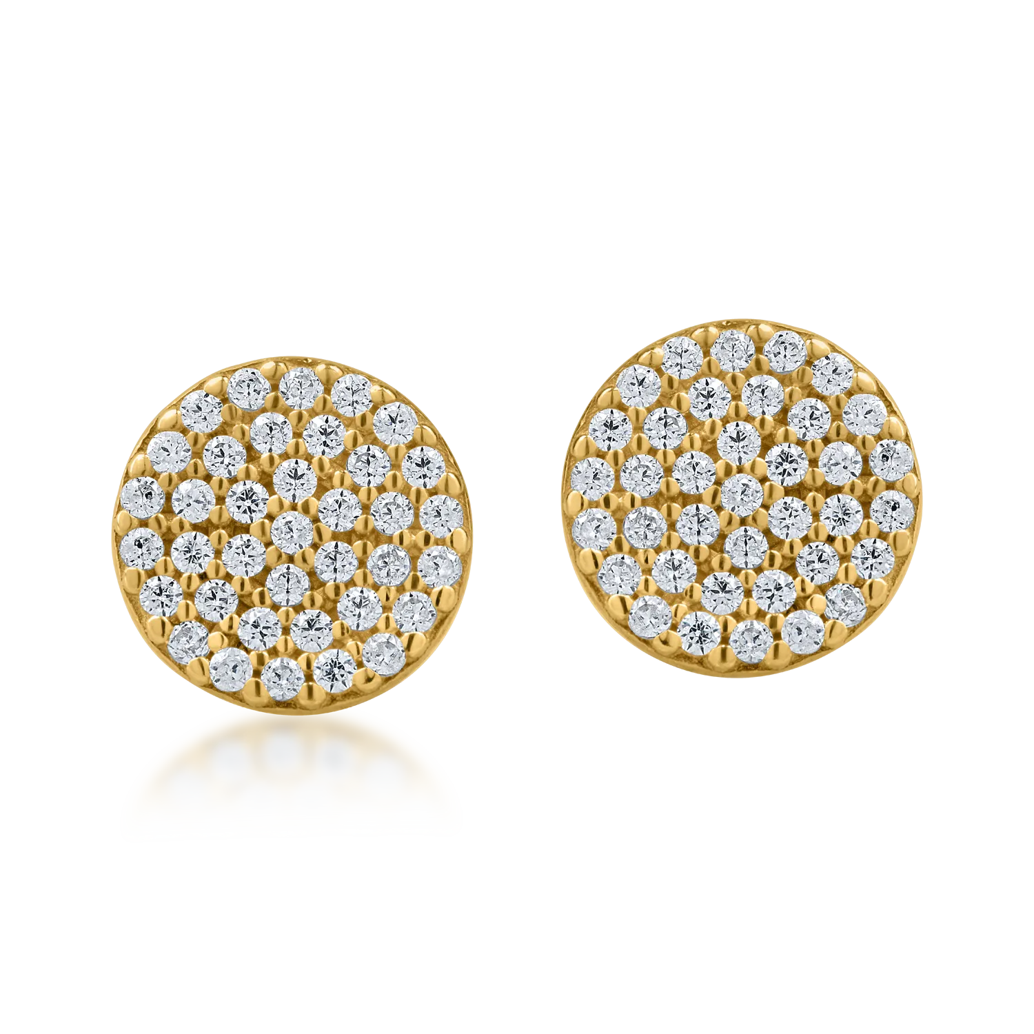 Yellow gold round earrings with microsetting zirconia