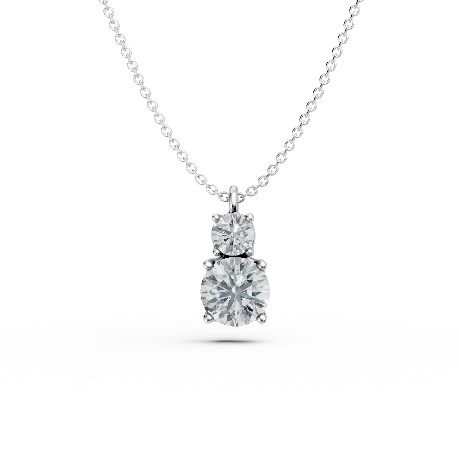 White gold minimalist pendant necklace with zirconia