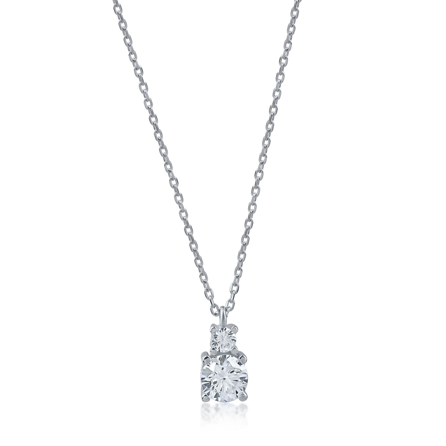 White gold minimalist pendant necklace with zirconia