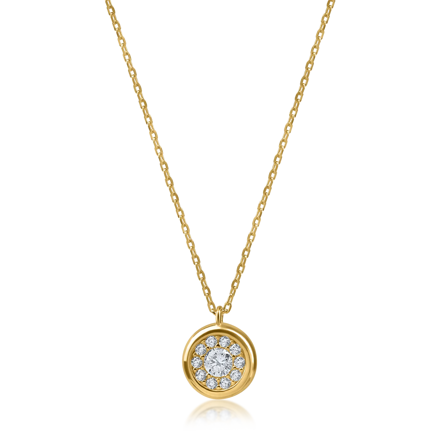 Yellow gold minimalist pendant necklace with zirconia