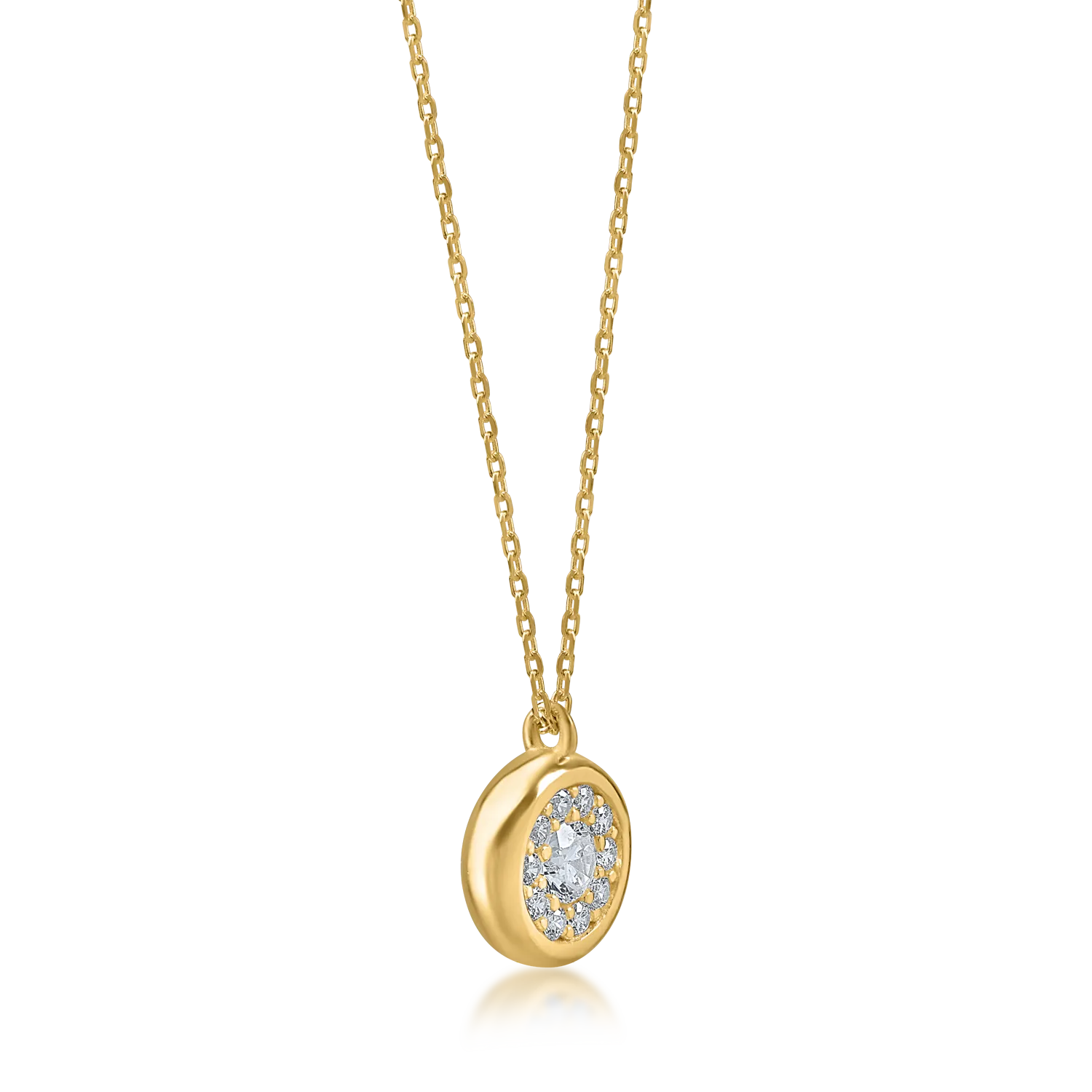 Yellow gold minimalist pendant necklace with zirconia