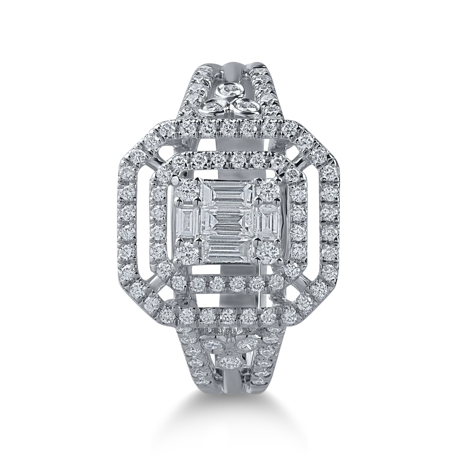 Fehérarany geometriai gyűrű 0.7ct gyémántokkal