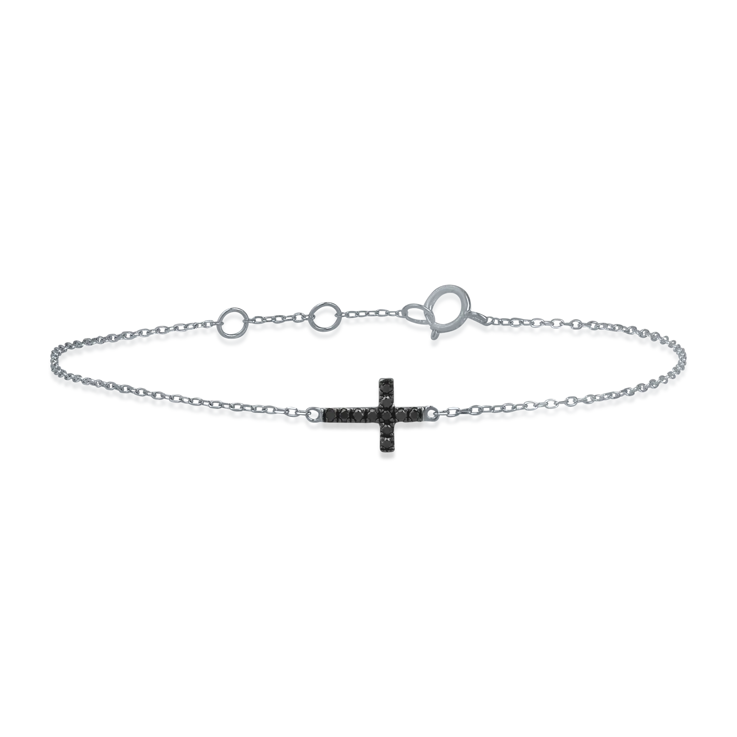 White gold cross bracelet with 0.06ct black diamonds