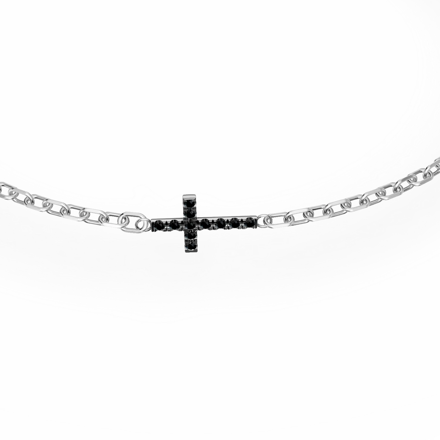 Bratara cu cruce din aur alb cu diamante negre de 0.06ct - 2 | YEO